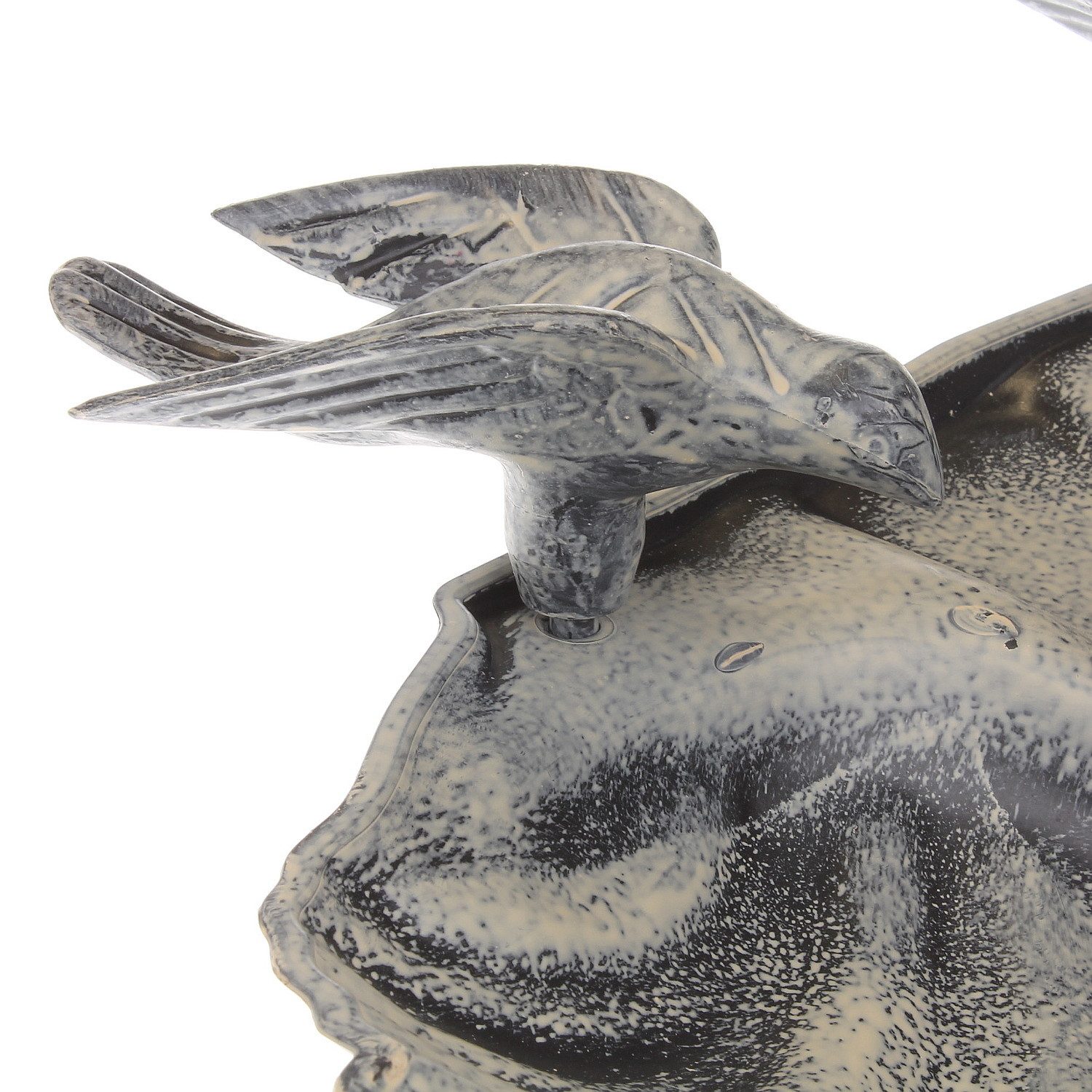 Macosa Home Vogeltränke Kunststoff Antikgrau 80 cm mit Dekovögel vintage Vogelbad, Grau Futterschale Vogelbecken Wasserbad