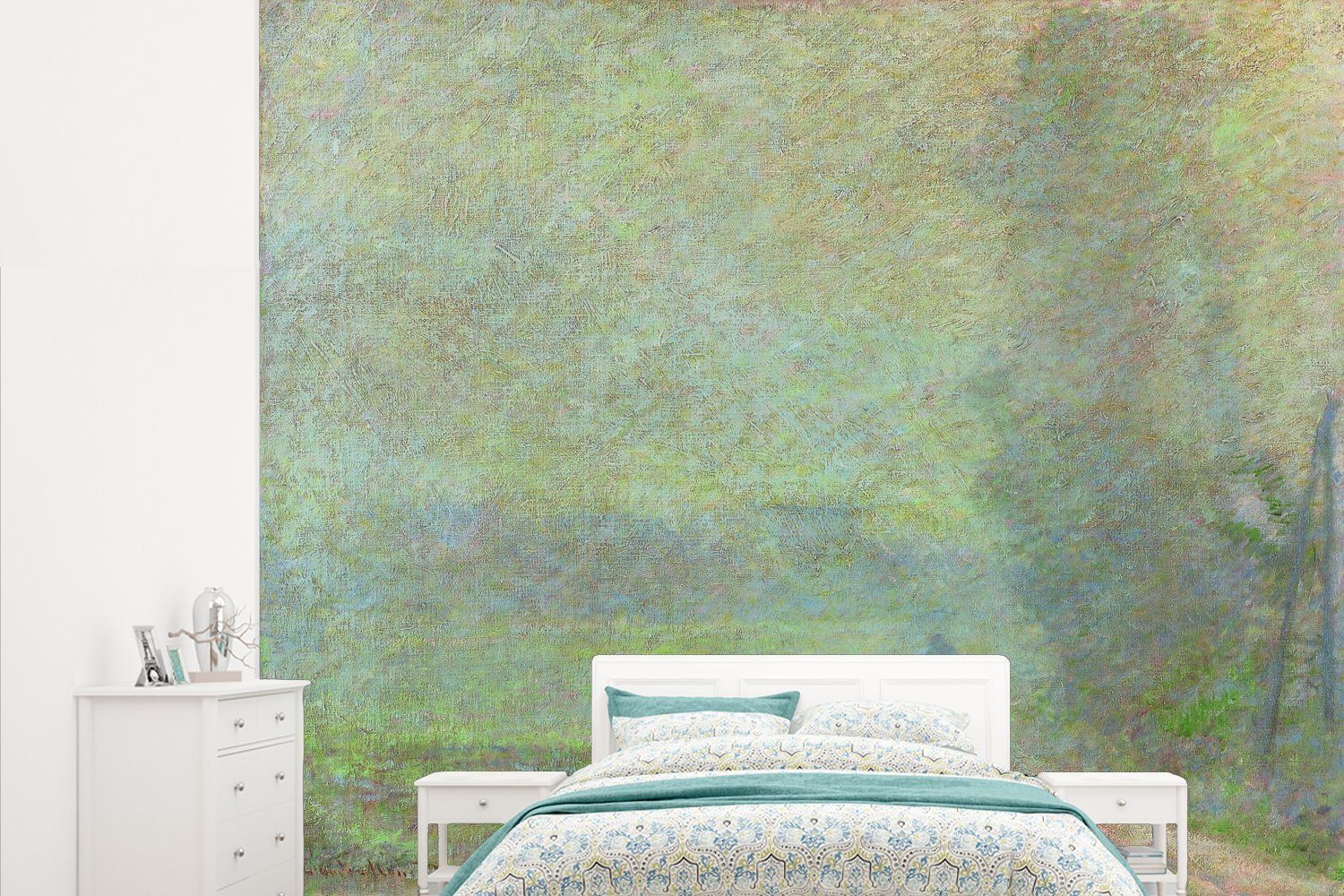 MuchoWow Fototapete Weg im Nebel - Gemälde von Claude Monet, Matt, bedruckt, (5 St), Vliestapete für Wohnzimmer Schlafzimmer Küche, Fototapete