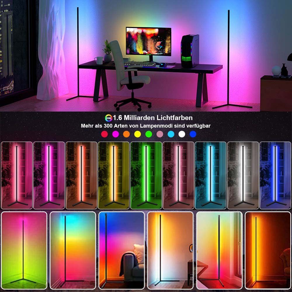 Rosnek Stehlampe RGB, dimmbar, Musiksyn, für Wohnzimmer Schlafzimmer Party, RGB, App/Fernbedienung