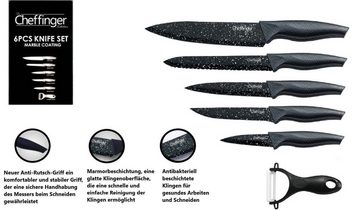 KESSMANN Topf-Set 3 Kochtöpfe 1 Stieltopf 1 Bratpfanne 5 Deckel Inkl. Zubehör 12 Tlg, Edelstahl 18/10 (Set, 20-tlg., Inkl. 1 Pfannenwender + 2 Untersetzer + Kochlöffel Pfanne Organizer), + 6 teilig Messerblock Messerset Besteckset Antihaft Induktionsherd