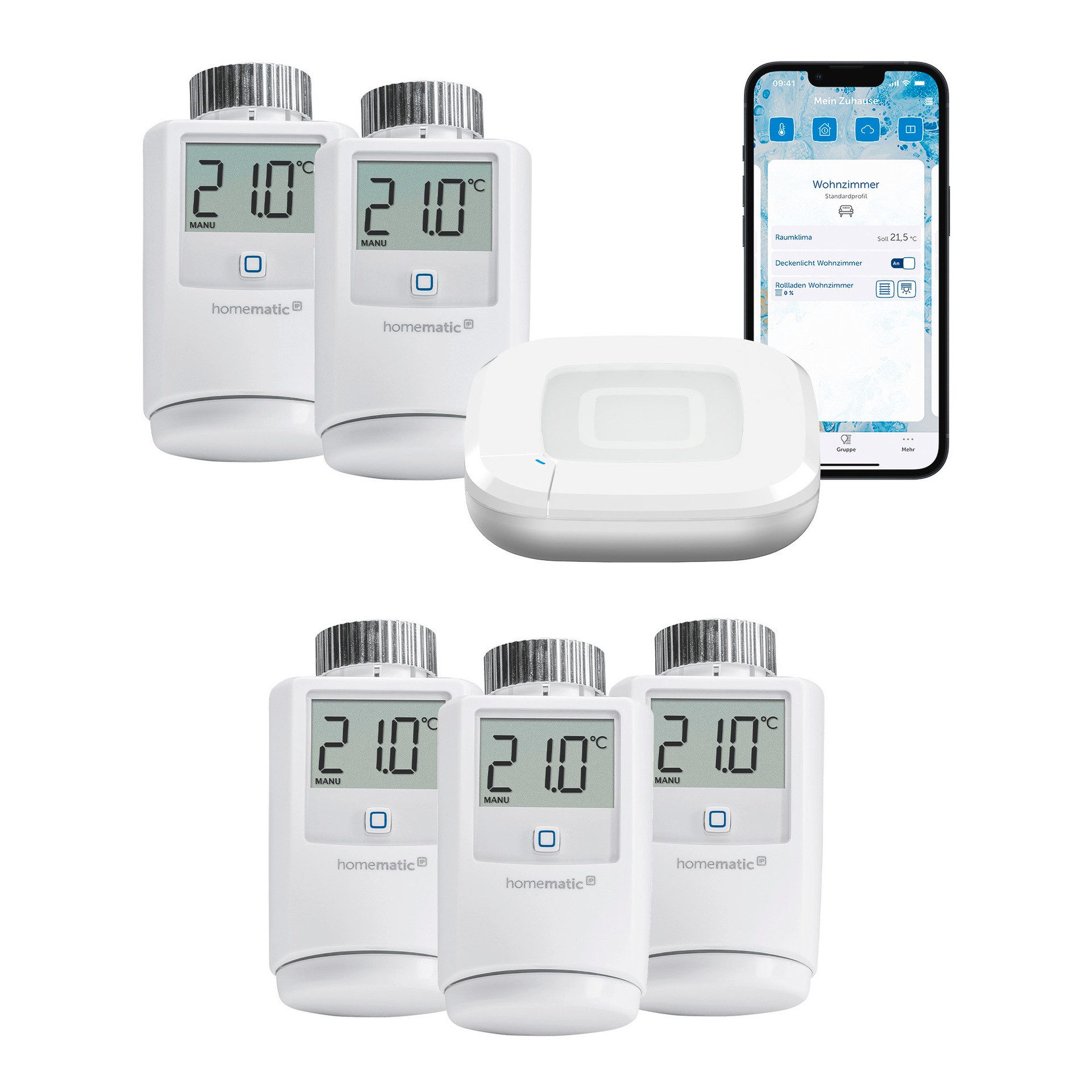 Homematic IP Heizkörperthermostat Starter Bundle Heizen für 5 Heizkörper günstig online kaufen