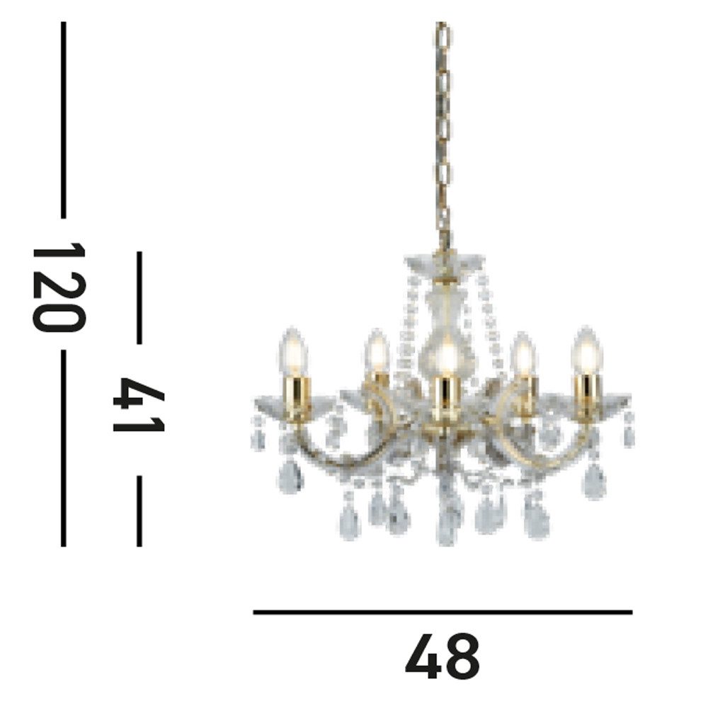 Searchlight Kronleuchter Marie Therese 5Lt Pendant, Leuchtmittel wechselbar – Bild 5 von 5