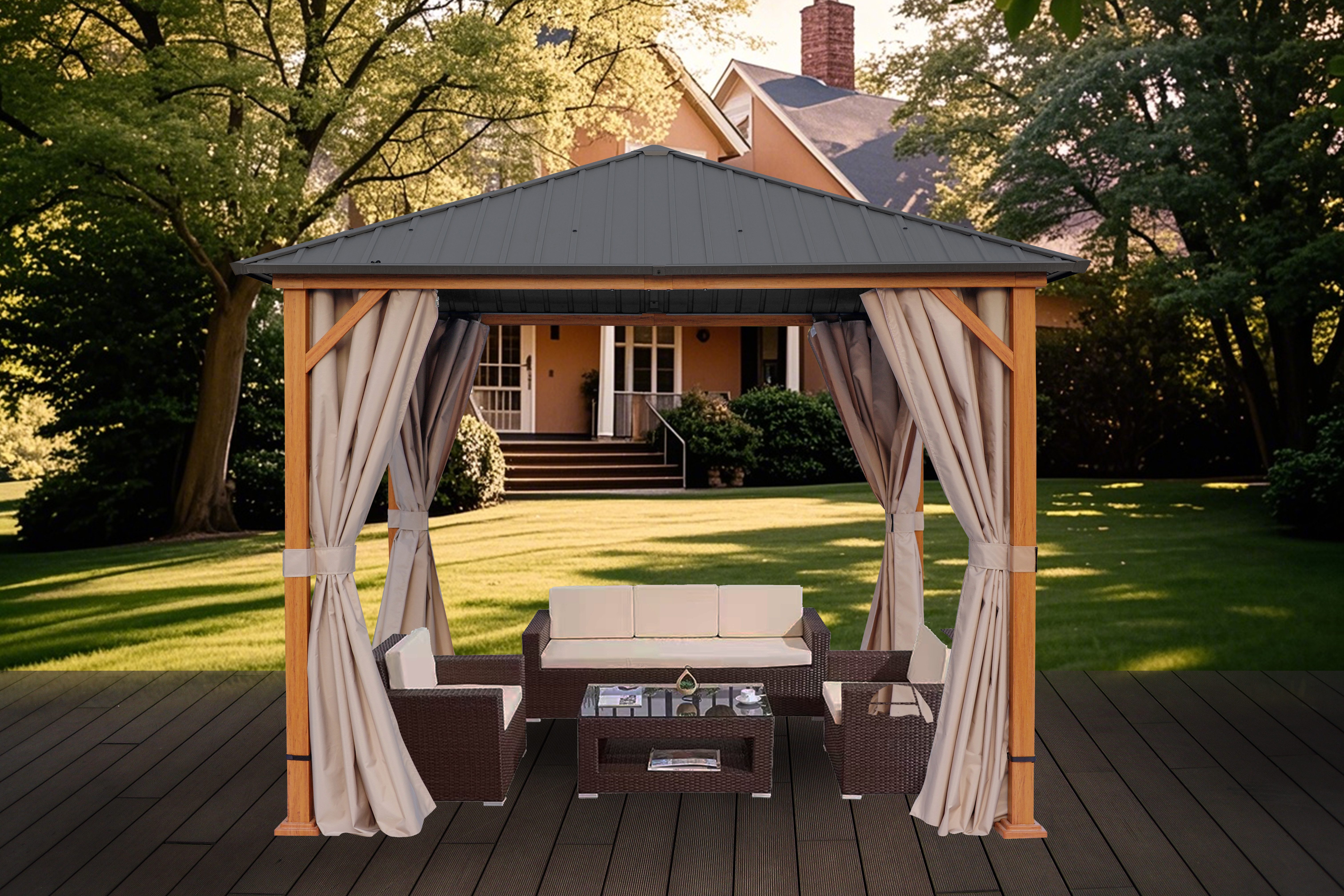 KONIFERA Pavillon Samos, BxT: 300x300 cm, Stahlgestell, ohne Seitenteile günstig online kaufen