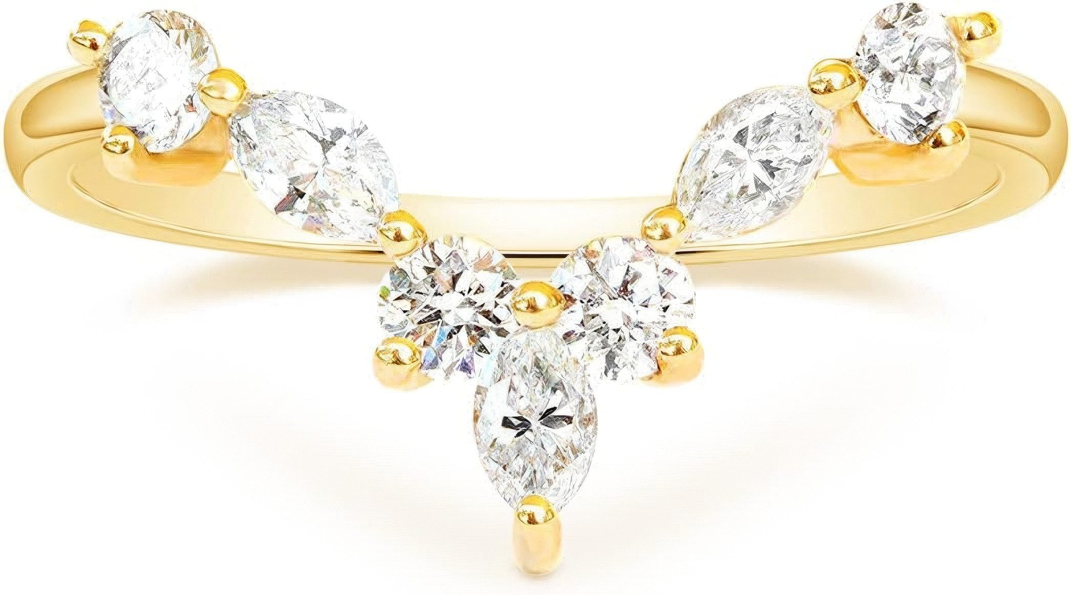 Diamantring Verlobungsring, Damen 585 Echtguldring, V-Ring, Damenring