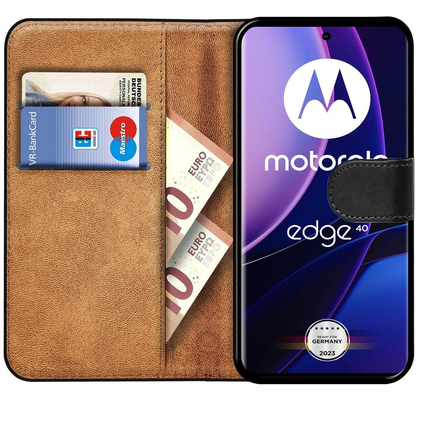 CoolGadget Handyhülle Wallet Klapp Tasche Book Case für Motorola Edge 40 6,55 Zoll, Hülle Klapphülle Flip Cover Etui Schutzhülle