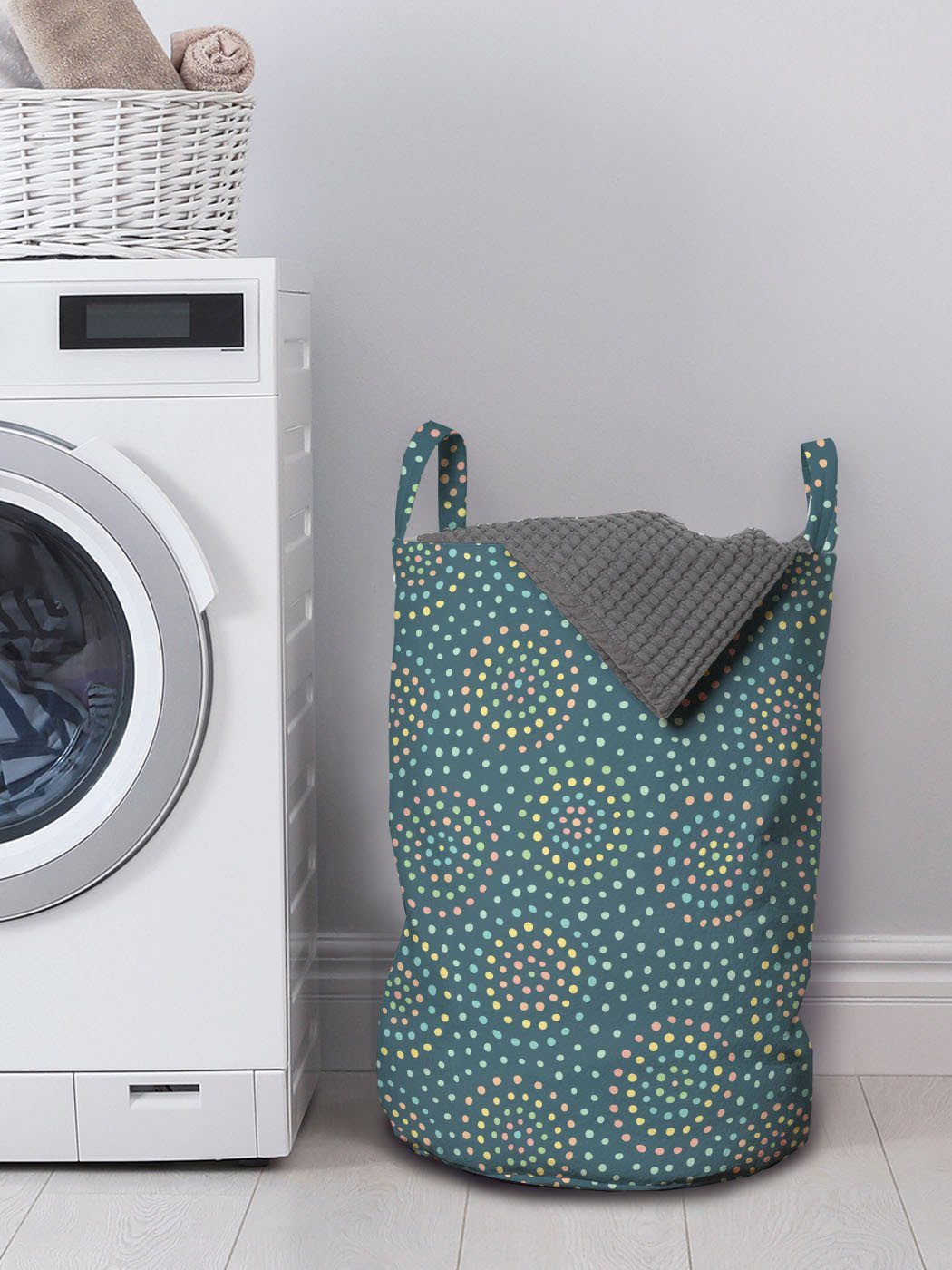Griffen für Wäschesäckchen geometrischer Wäschekorb Bunter Waschsalons, Abakuhaus Abstrakt mit Kordelzugverschluss Spots