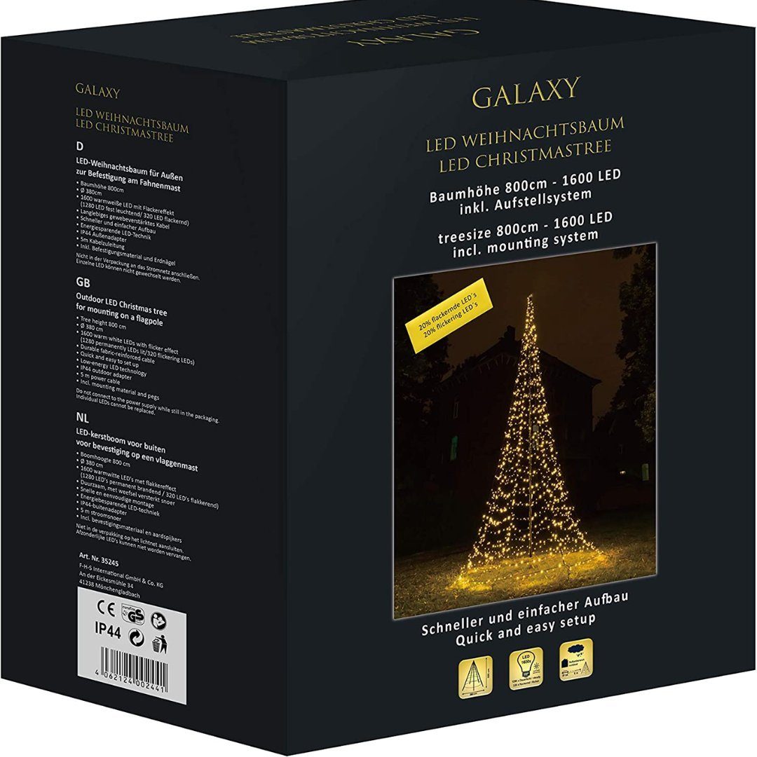 Künstlicher zum Galaxy 800 Weihnachtsbaum Aufhängen Fahnenmast cm FHS am Tannenbaum Led