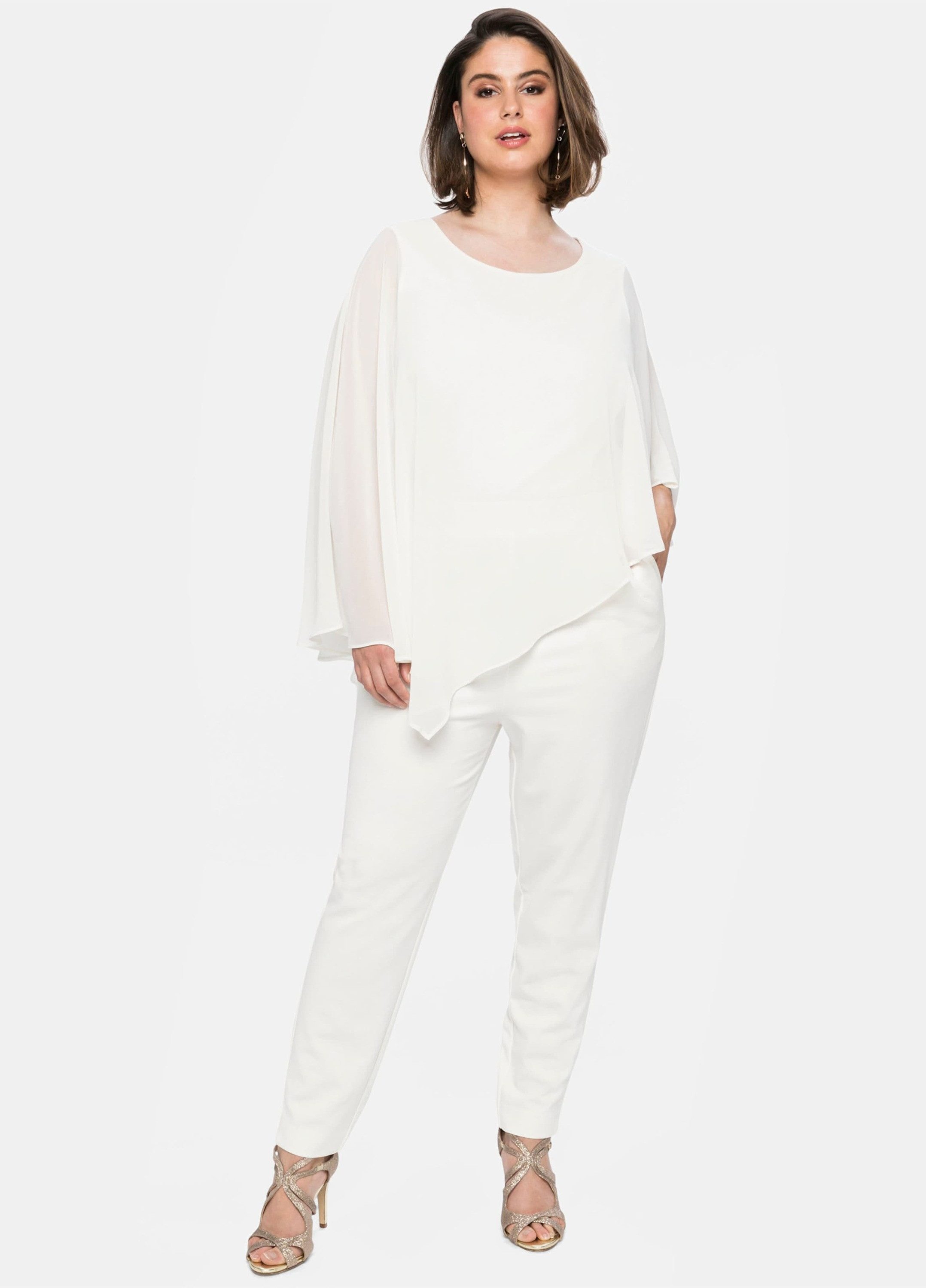 Sheego Jumpsuit Jumpsuit 3/4-Arm Innenbeinlänge ca. 68 cm günstig online kaufen