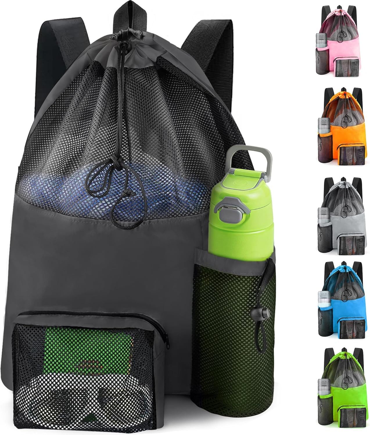 Zaewry Freizeittasche Schwimmen Tasche, Schwimmtasche Mesh-Rucksack mit Kordelzug