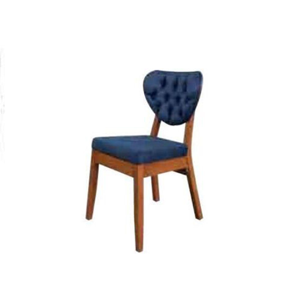 JVmoebel Stuhl Ein Holzstuhl mit einem weichen Sitz und einem runden Chesterfield Blau