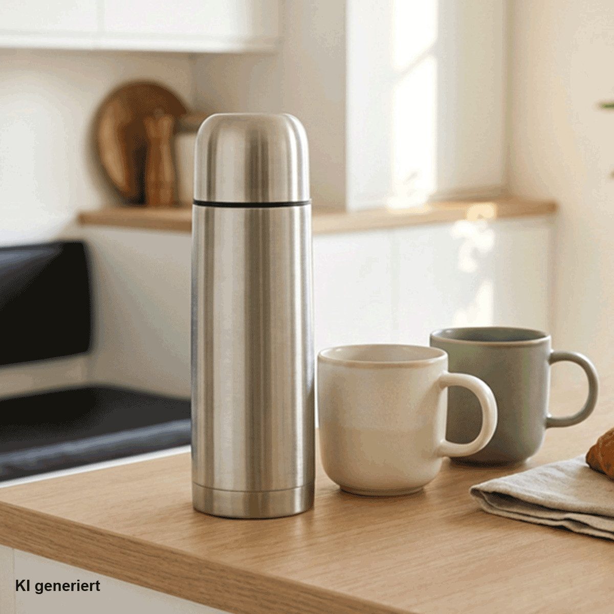 EUROHOME Isolierkanne Isolierkanne Edelstahl Rostfrei mit Satin-Finish, 0,7 l, (1-St., Thermoskanne 0,7 Liter), Thermobecher Kaffee - Trinkflasche mit Trinkdeck – Bild 4 von 5