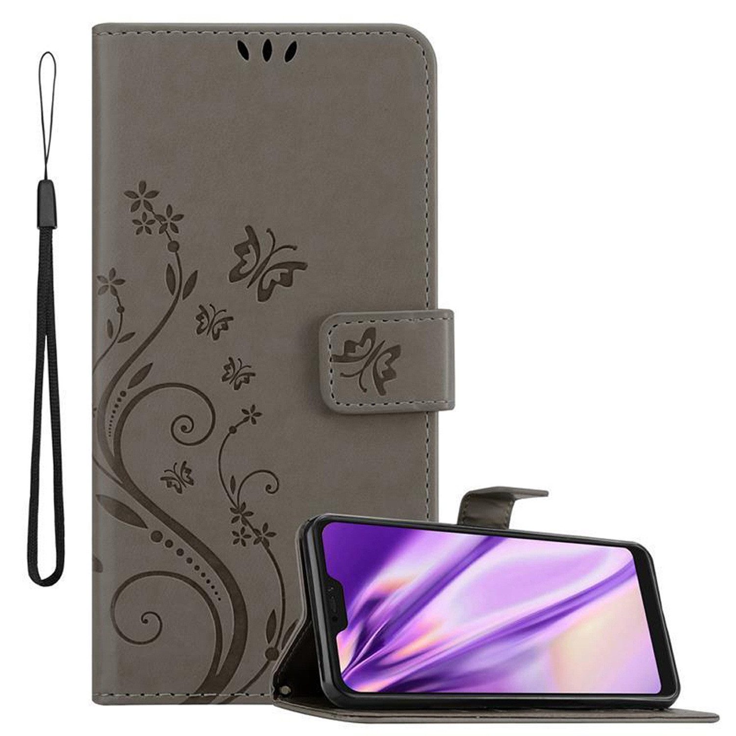 Cadorabo Handyhülle für Xiaomi RedMi NOTE 6 PRO Hülle Xiaomi RedMi NOTE 6 PRO, Hülle Schutzhülle Blumen Flower mit Standfunktion Kartenfach Magnet