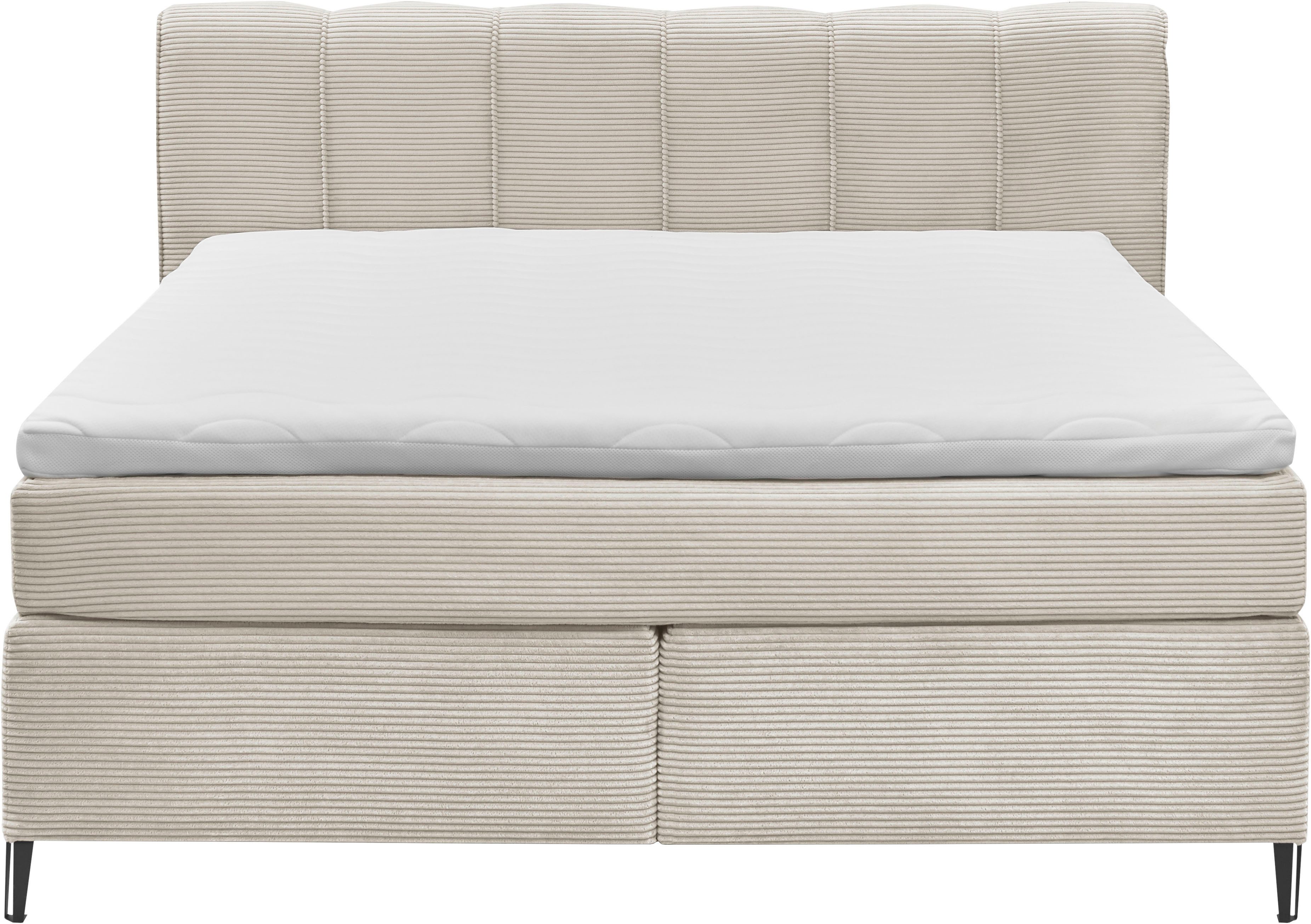 set one by Musterring Boxspringbett Fairfield, Metallfuß schwarz, Kopfteil mit Keder, Breite 160 oder 180 cm