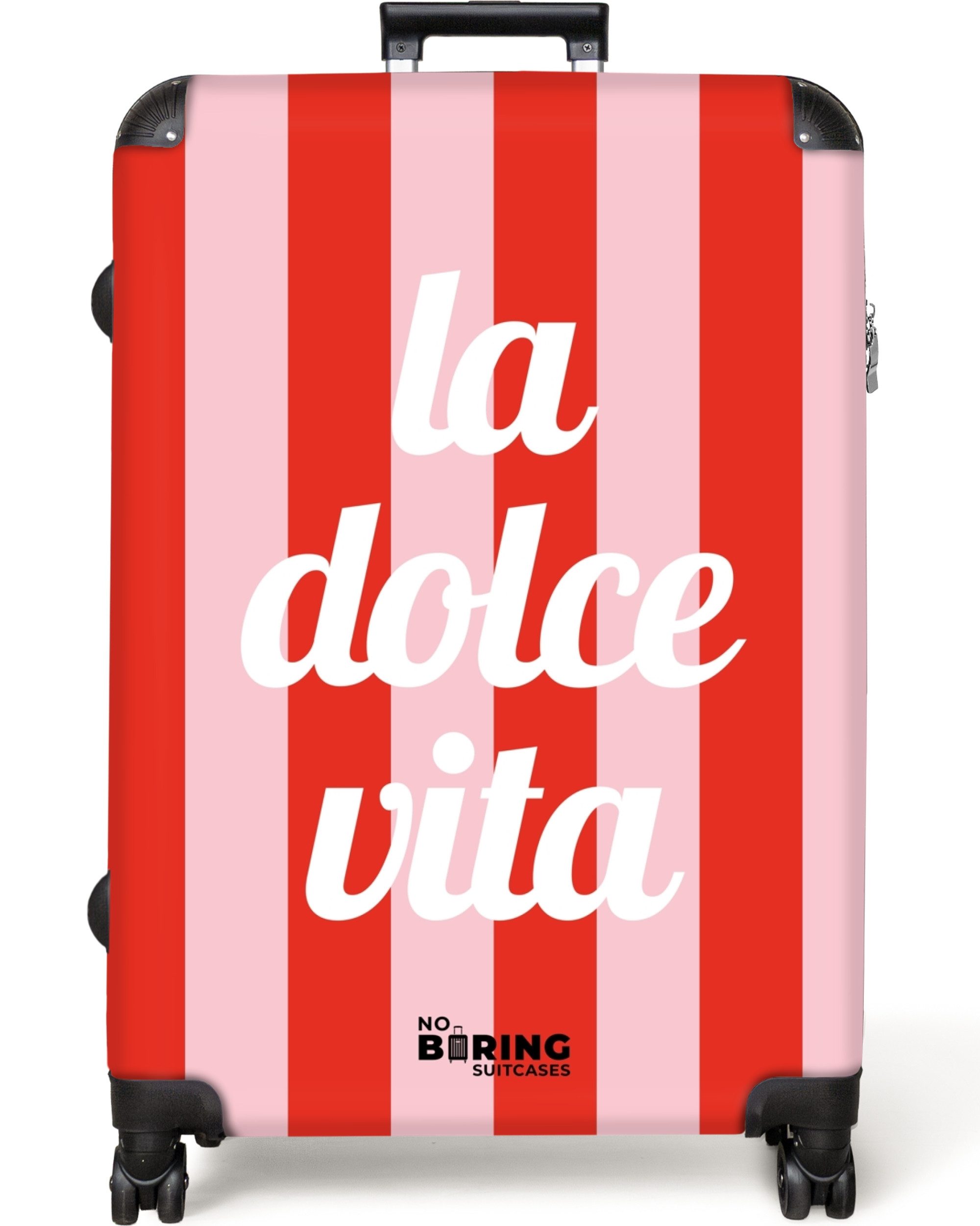 NoBoringSuitcases.com© Hartschalen-Trolley Rote und rosa Streifen günstig online kaufen