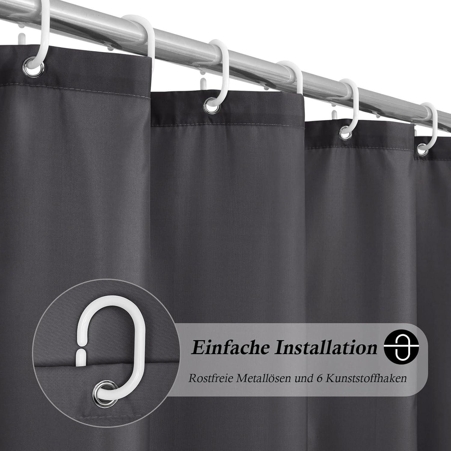EurCross Duschvorhang Schmaler Duschvorhang 100x200 Grau günstig online kaufen