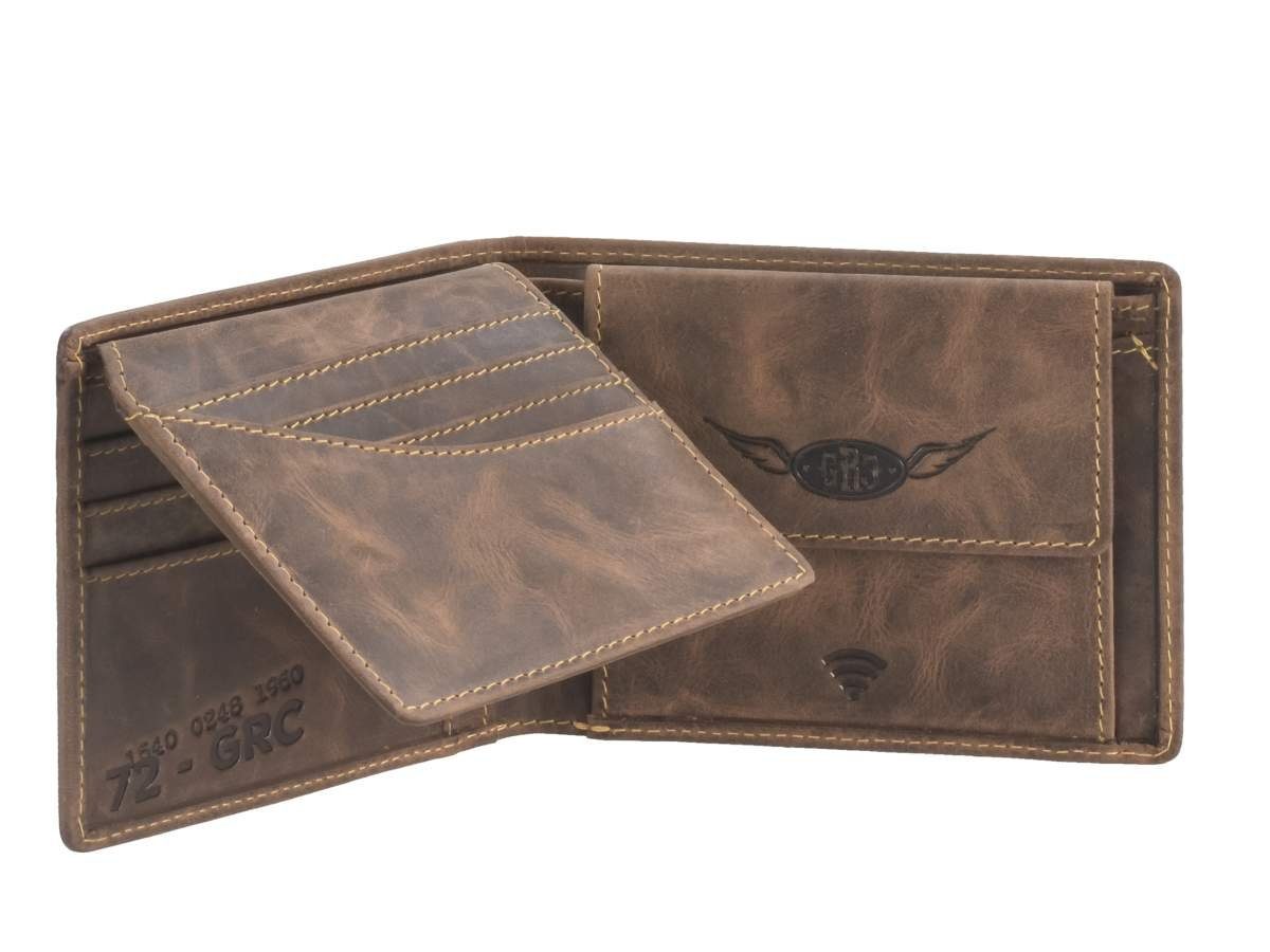 Greenburry Geldbörse Racing Collection, Herrenbörse, Lederbörse 12x9,5cm mit Racing-Prägung und RFID-Schutz