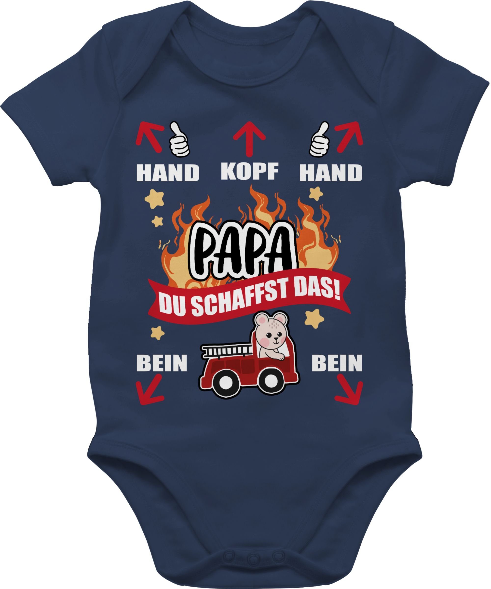 Shirtracer Shirtbody Papa du schaffst das - Feuerwehr - weiß Geschenk Vatertag Baby 1 Navy Blau