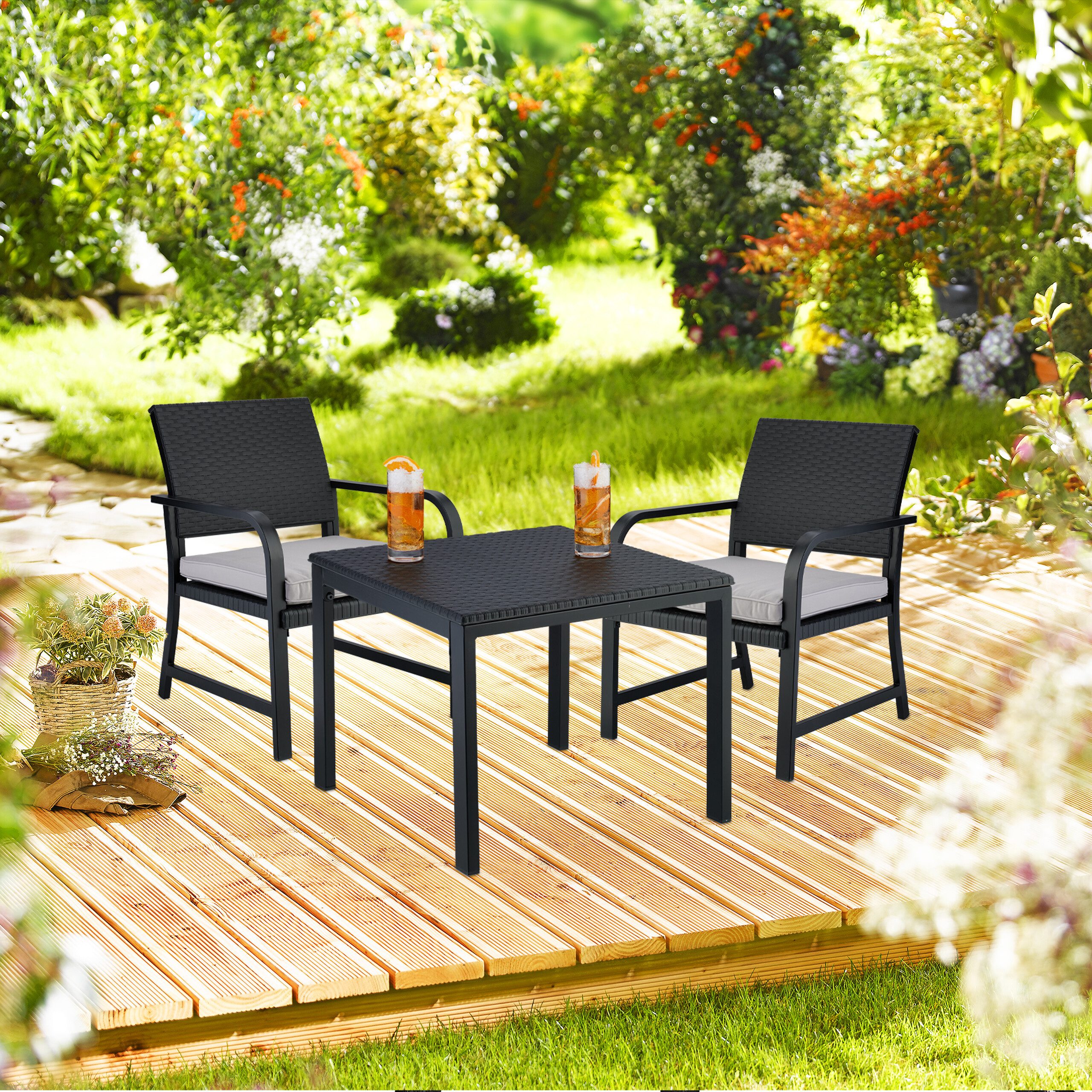 relaxdays Balkonset Balkonmöbel Set 3-teilig in günstig online kaufen