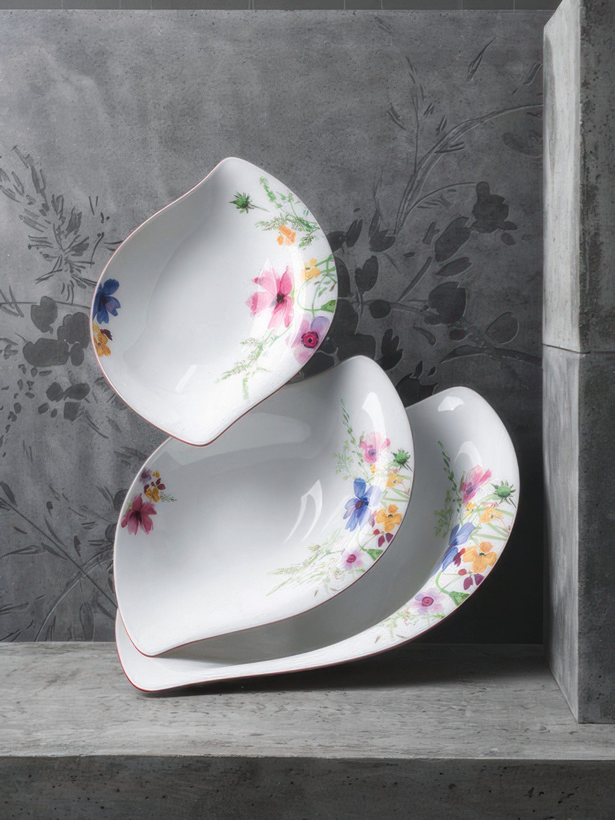 Villeroy & Boch Servierschale Mariefleur Gris, Porzellan, Spülmaschinengeeignet, Mehrfarbig, Blumen, H: 3.8cm