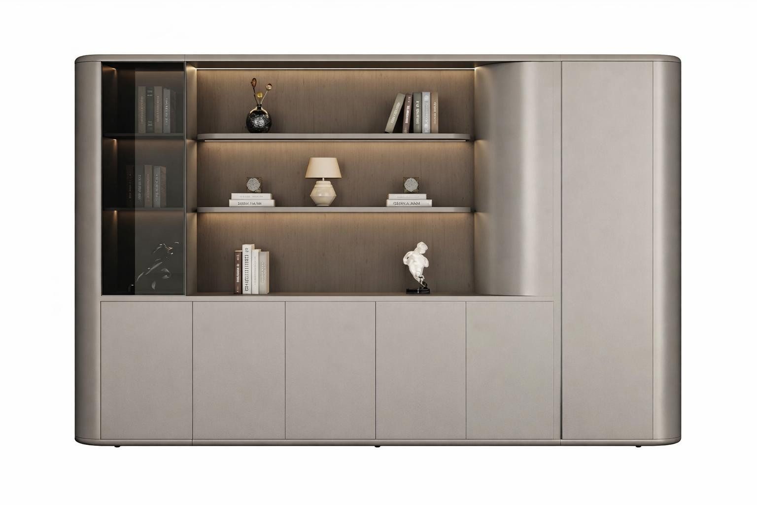 JVmoebel Bücherwand Moderner Büroschrank Luxuriöse Glastür Edle LED Beleuchtung Schrank, 1-tlg., Made in Europa