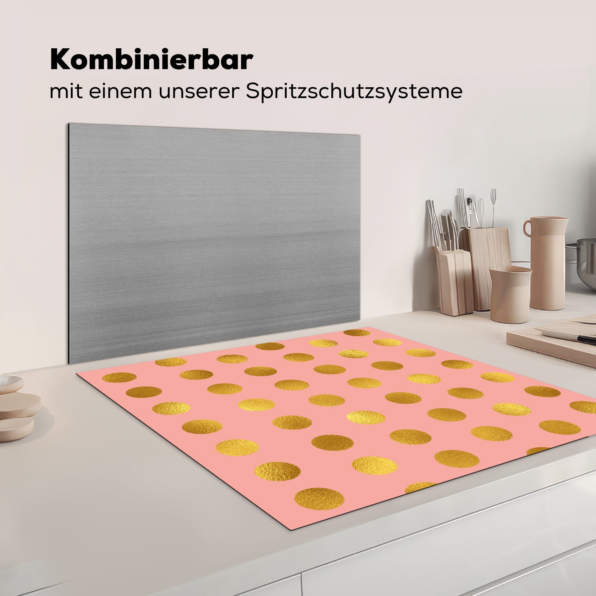 Vinyl, Rosa, Kreis Herdblende-/Abdeckplatte - Muster - Ceranfeldabdeckung, tlg), für Arbeitsplatte küche 78x78 (1 cm, MuchoWow
