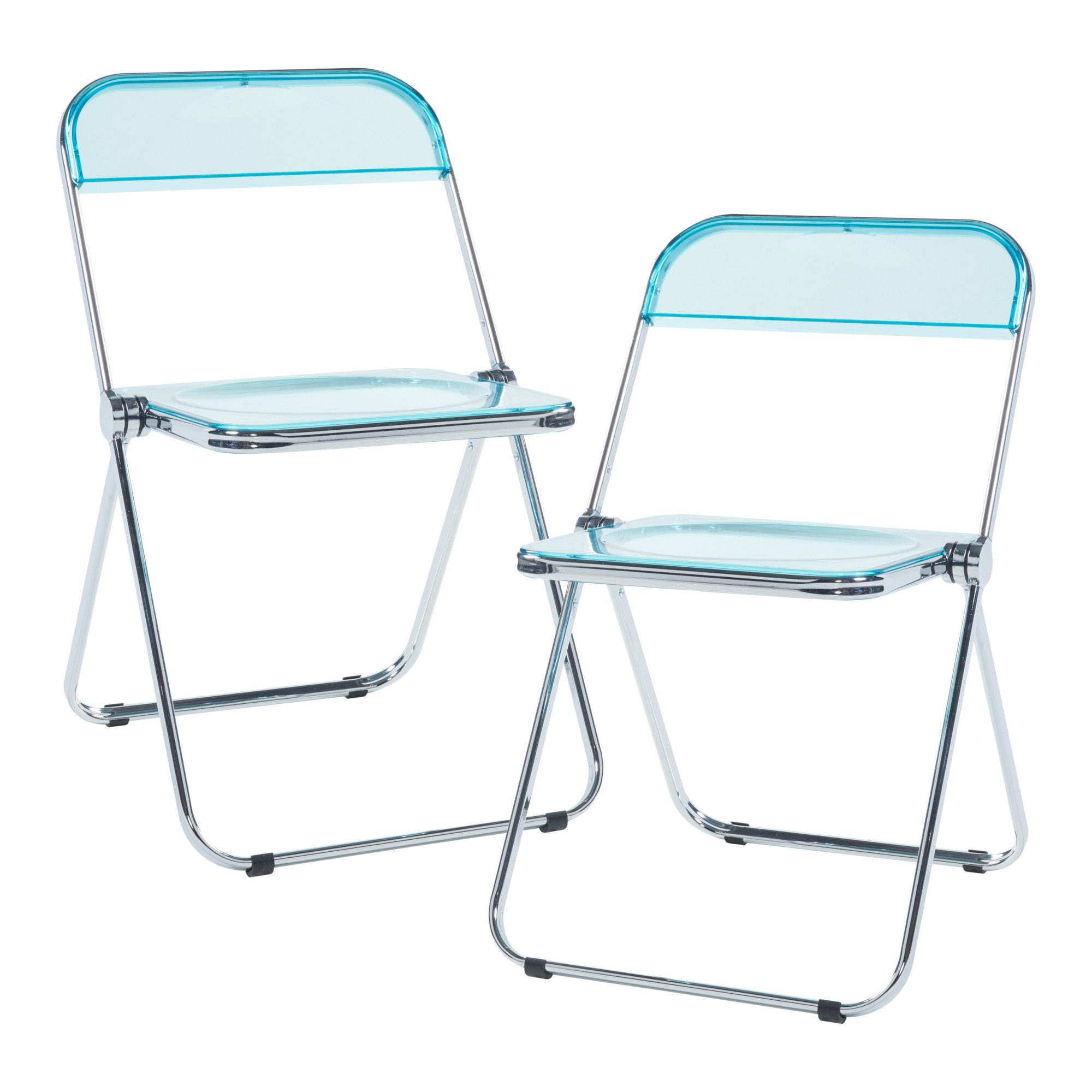 en.casa Klappstuhl (2 St), »Pornainen« Transparent Stuhl im 2er Set 74x46x47cm Hellblau