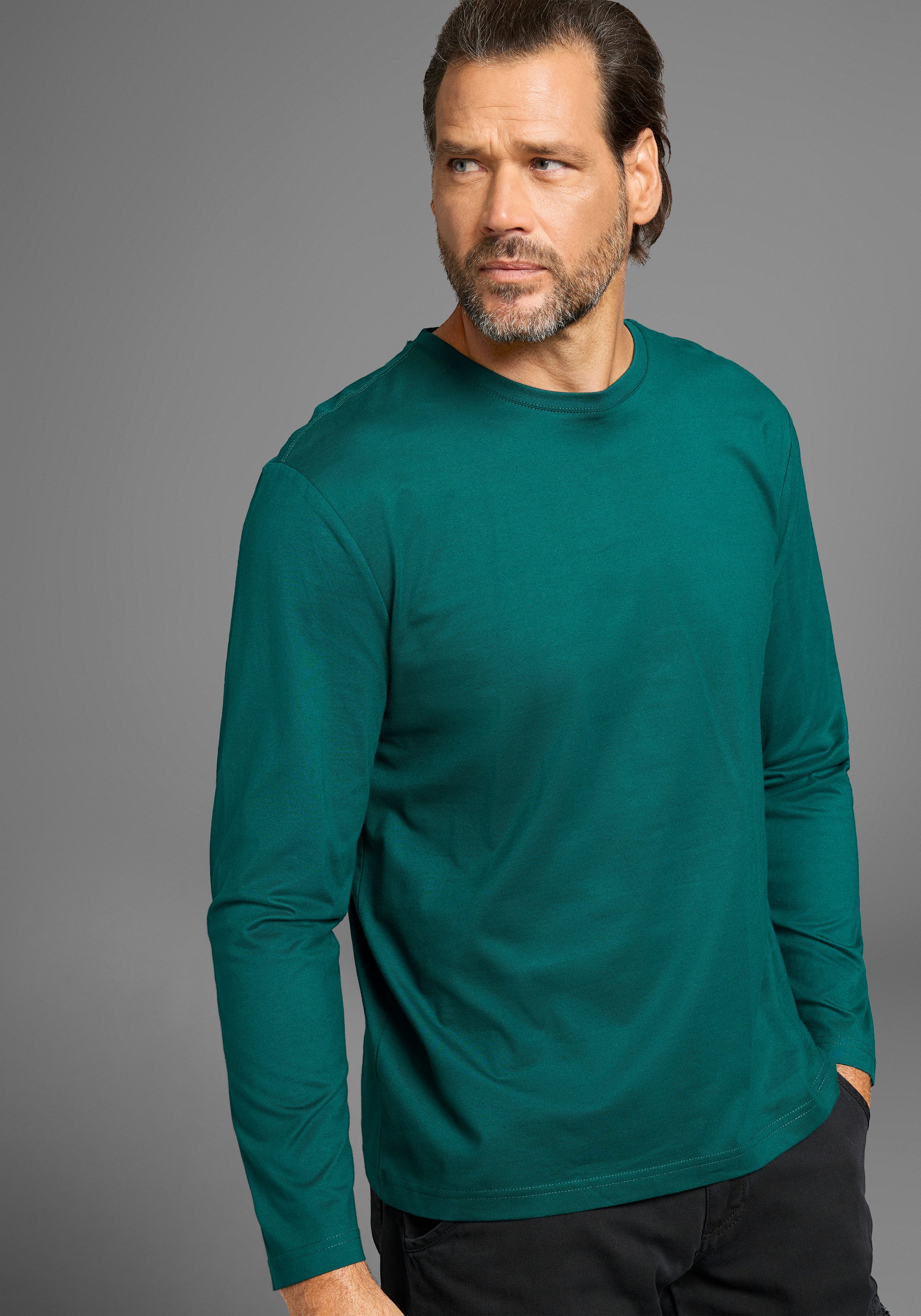 Man's World Langarmshirt neue Farbe ! (3er-Pack) Langarm, unifarben, aus Ba günstig online kaufen