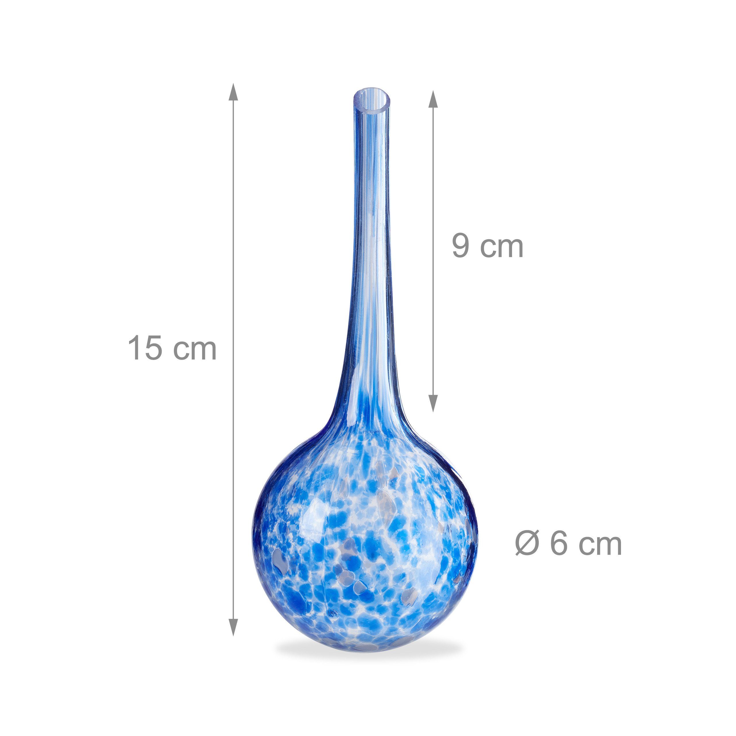 relaxdays Tropfer 10 x Bewässerungskugel Glas blau, (10-tlg) – Bild 4 von 5