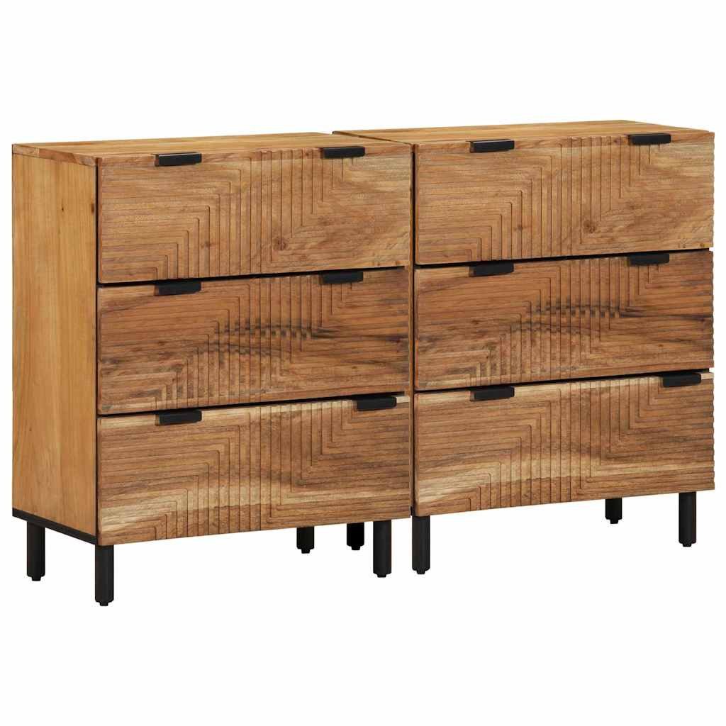 vidaXL Schranksystem Sideboard Set 2 stk. 120 x 33 x 75 cm Massivholz (2-St)