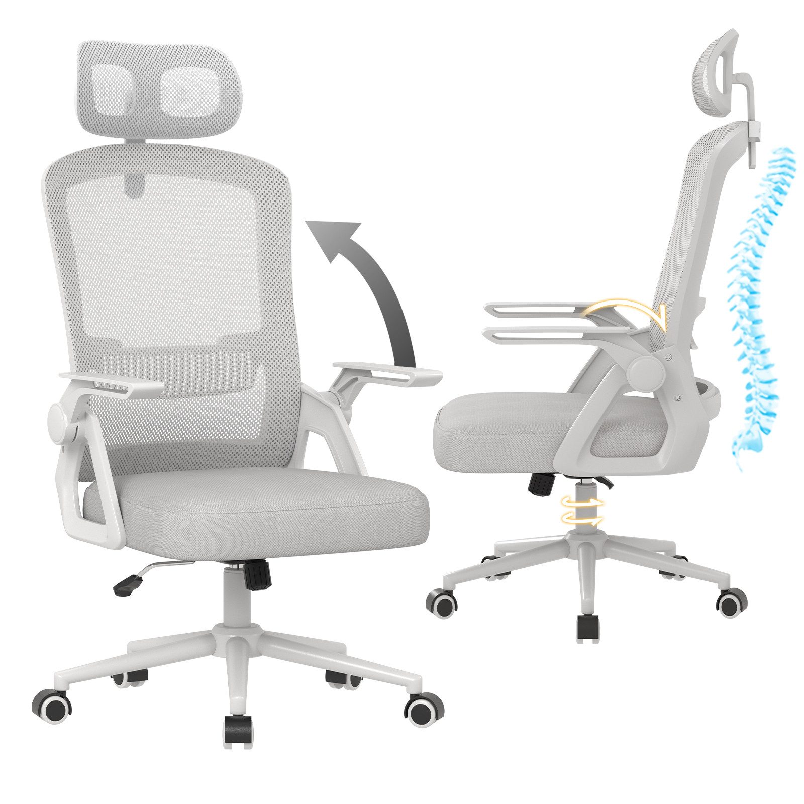 ZAISZE Bürostuhl Ergonomischer Bürostuhl drehbar höhenverstellbar, Komfort & Stil (Passende Kombination), Verstellbarer Bürostuhl, geeignet für das Homeoffice