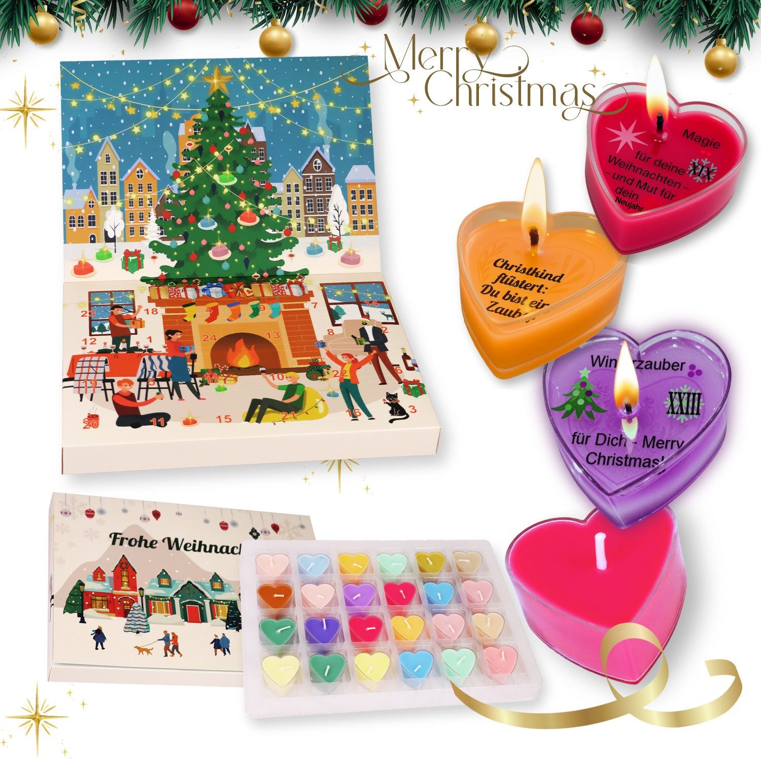 Lucadeau Adventskalender Duftkerzen mit 24 Düften & Botschaften - Geschenke günstig online kaufen