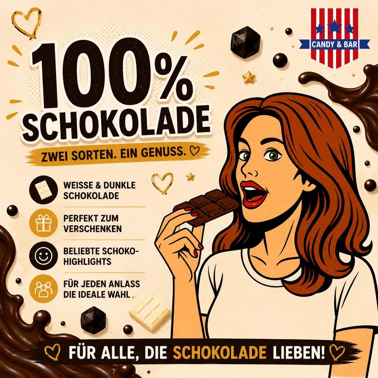 Candy & Bar Schokolade Black & White Schokolade Mix Box, Weiße & dunkle Schokolade