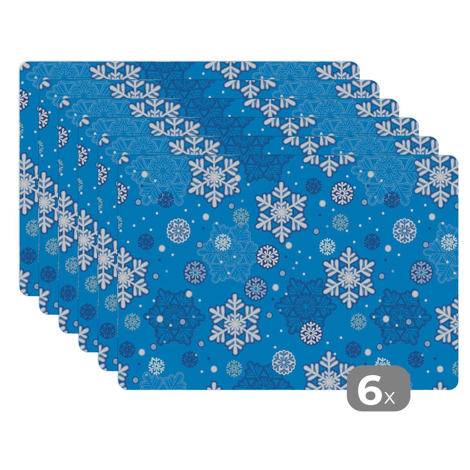 MuchoWow Platzset Schneeflocke - Winter - Weihnachten - Muster, (6-St), Platzsets, Tischset, Abwaschbar, Tischsets, Platzdeckchen