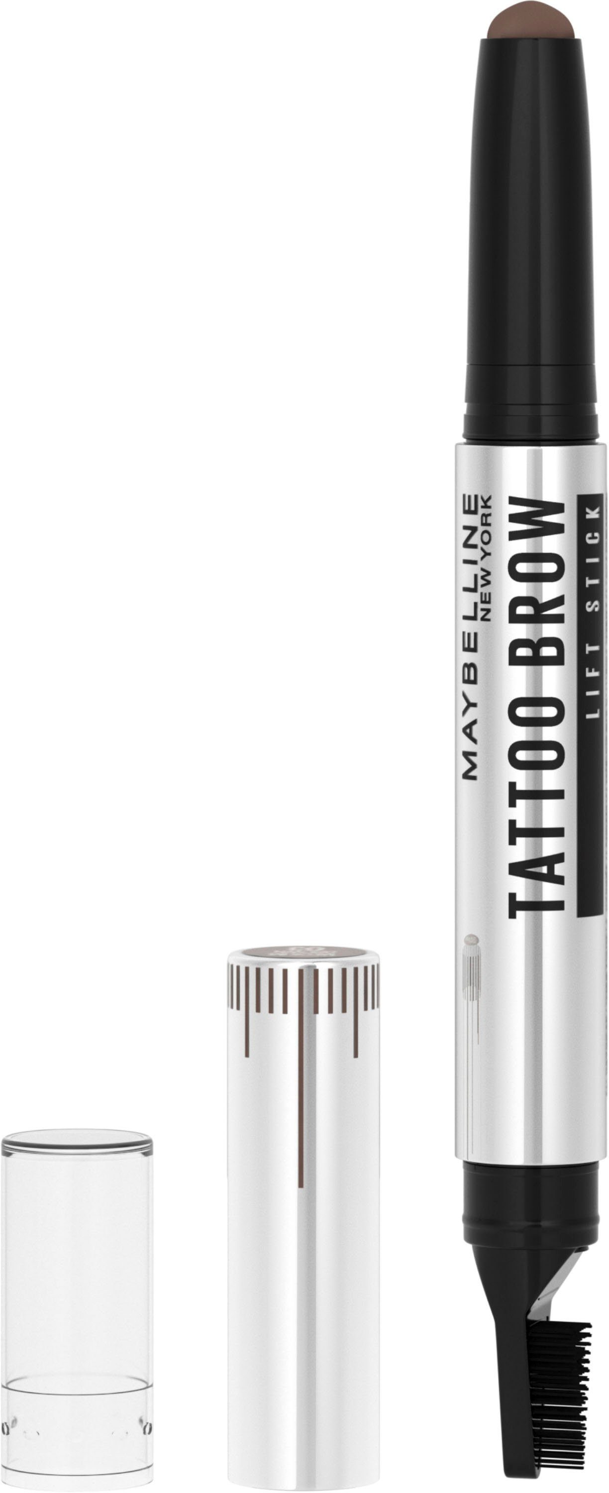 MAYBELLINE NEW YORK Augenbrauen-Gel Tattoo Brow Lift, 2-1 mit Wachs und Lifter-Bürste, Augen-Make-Up 3 Medium Brown | Augenbrauen-Make-Up