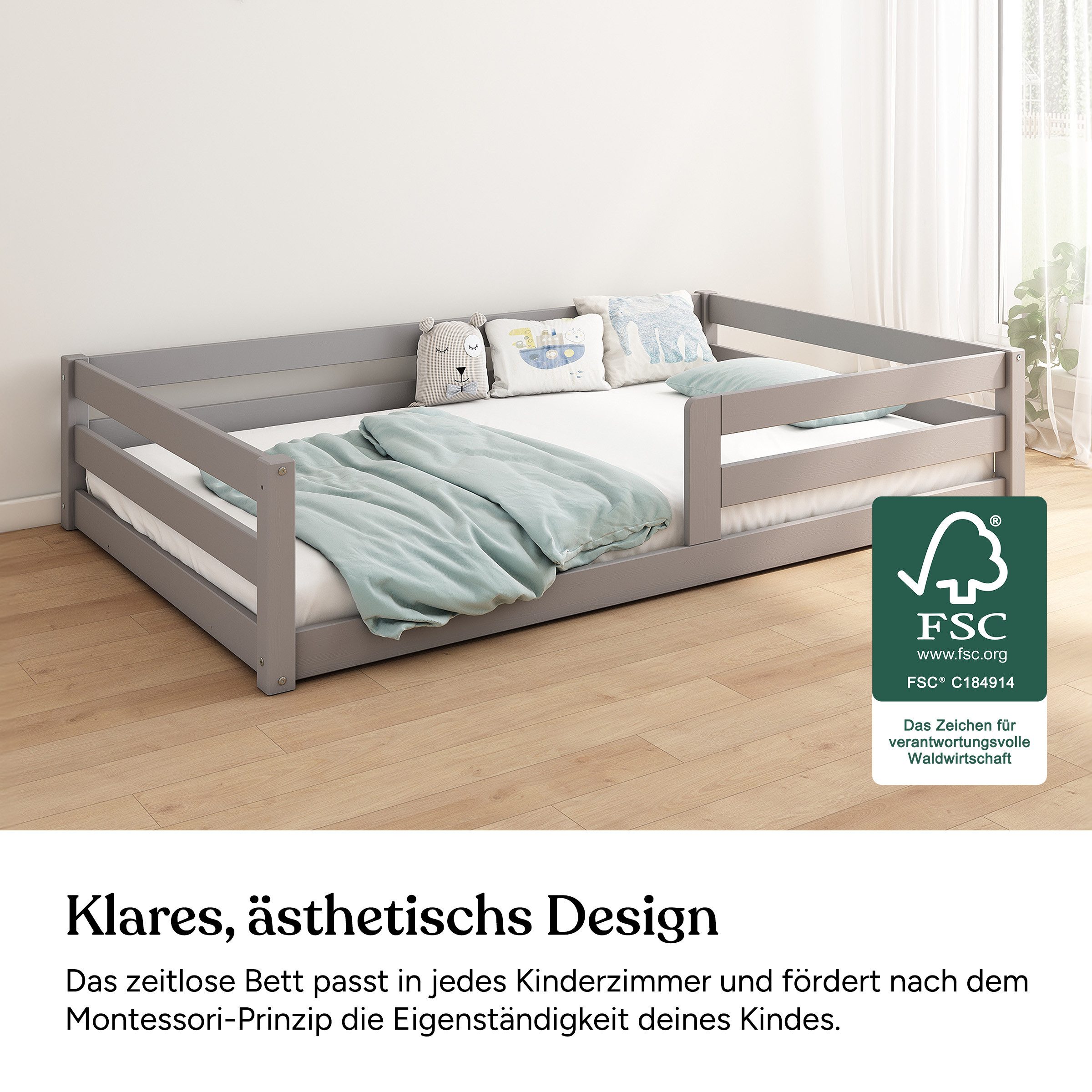 Ehrenkind Kinderbett Bodenbett mit massivem Kieferholz günstig online kaufen