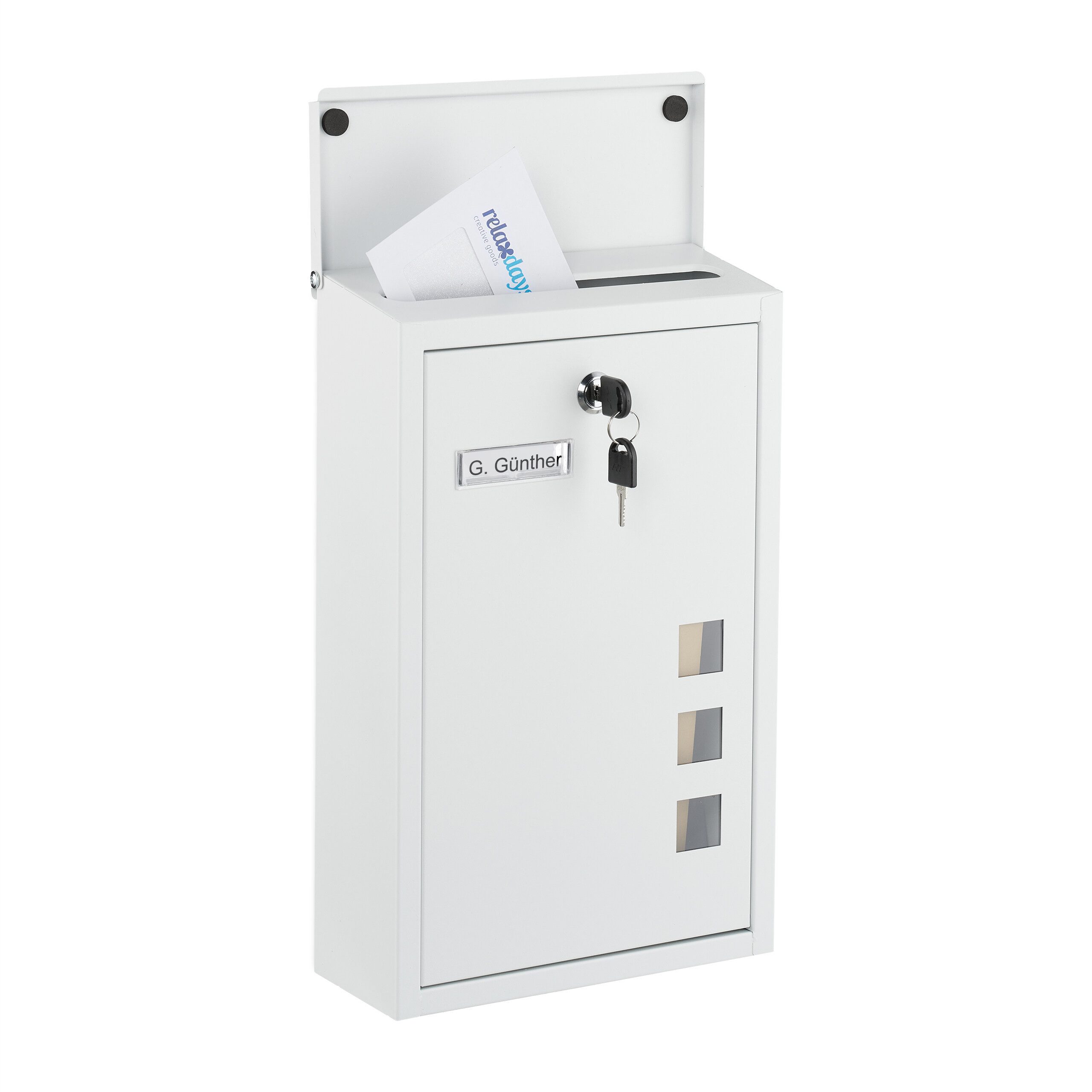 relaxdays Wandbriefkasten Briefkasten Hochformat, weiß günstig online kaufen