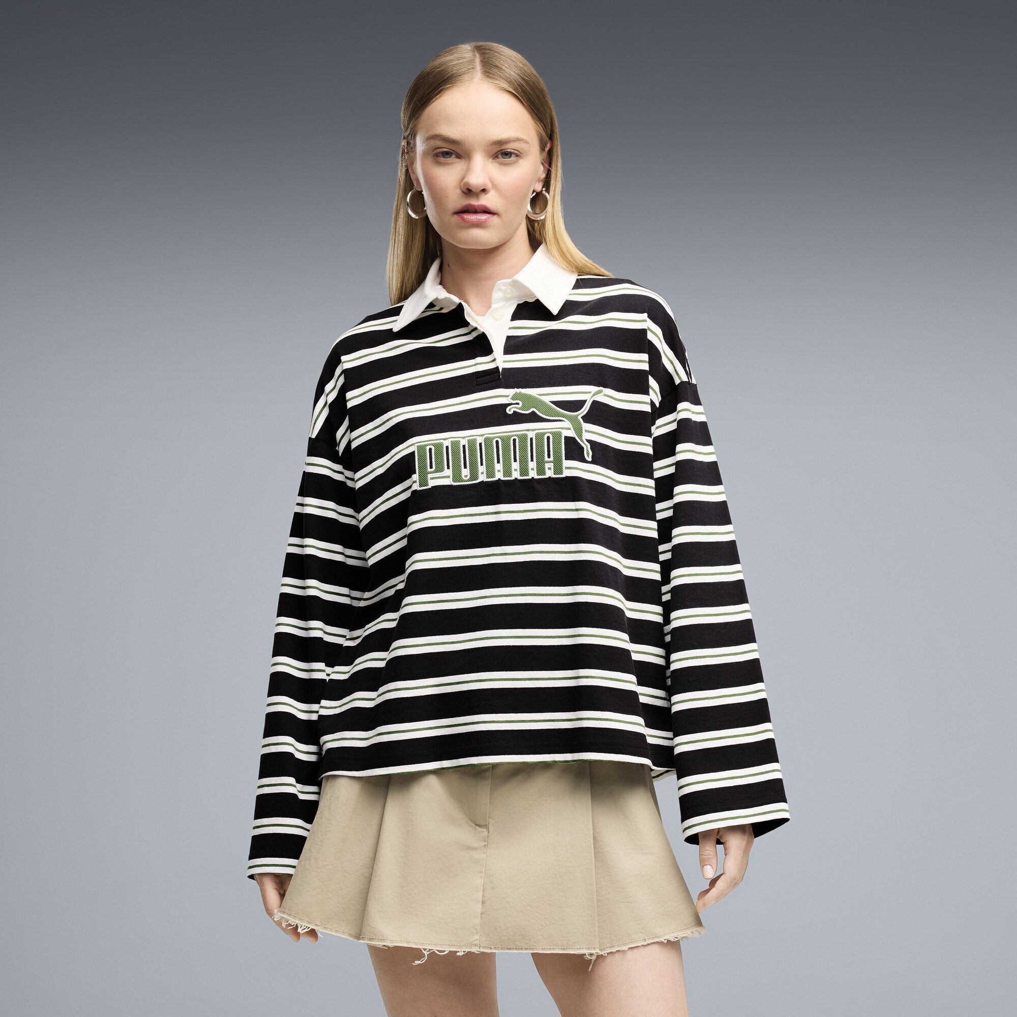 PUMA Poloshirt Essentials Elevated No.1 Logo Oversized Rugby Polo Damen