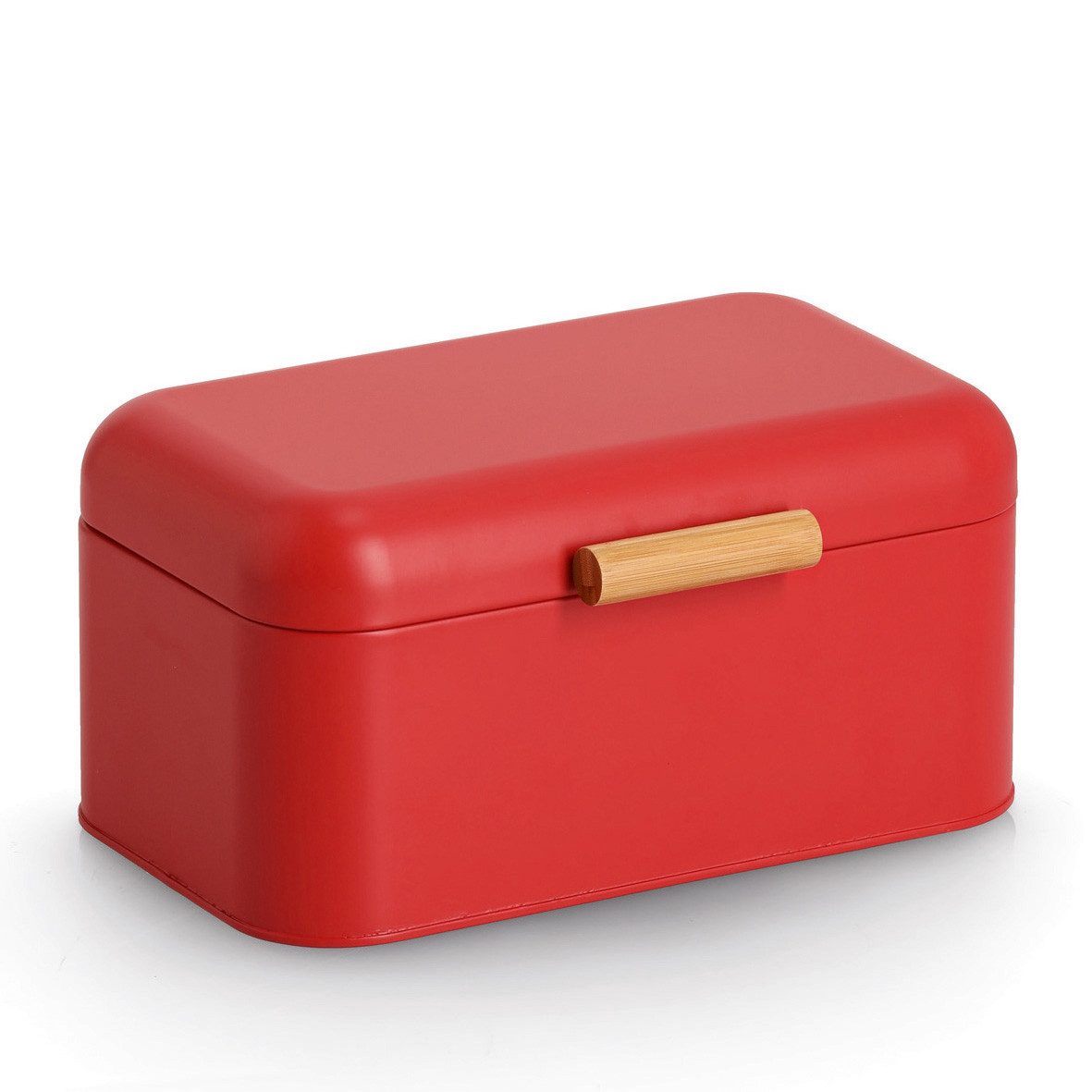 Zeller Present Garderobenständer Brotkasten, Metall/Bambus, rot, ca. 30,5 x 20,5 x 15 cm