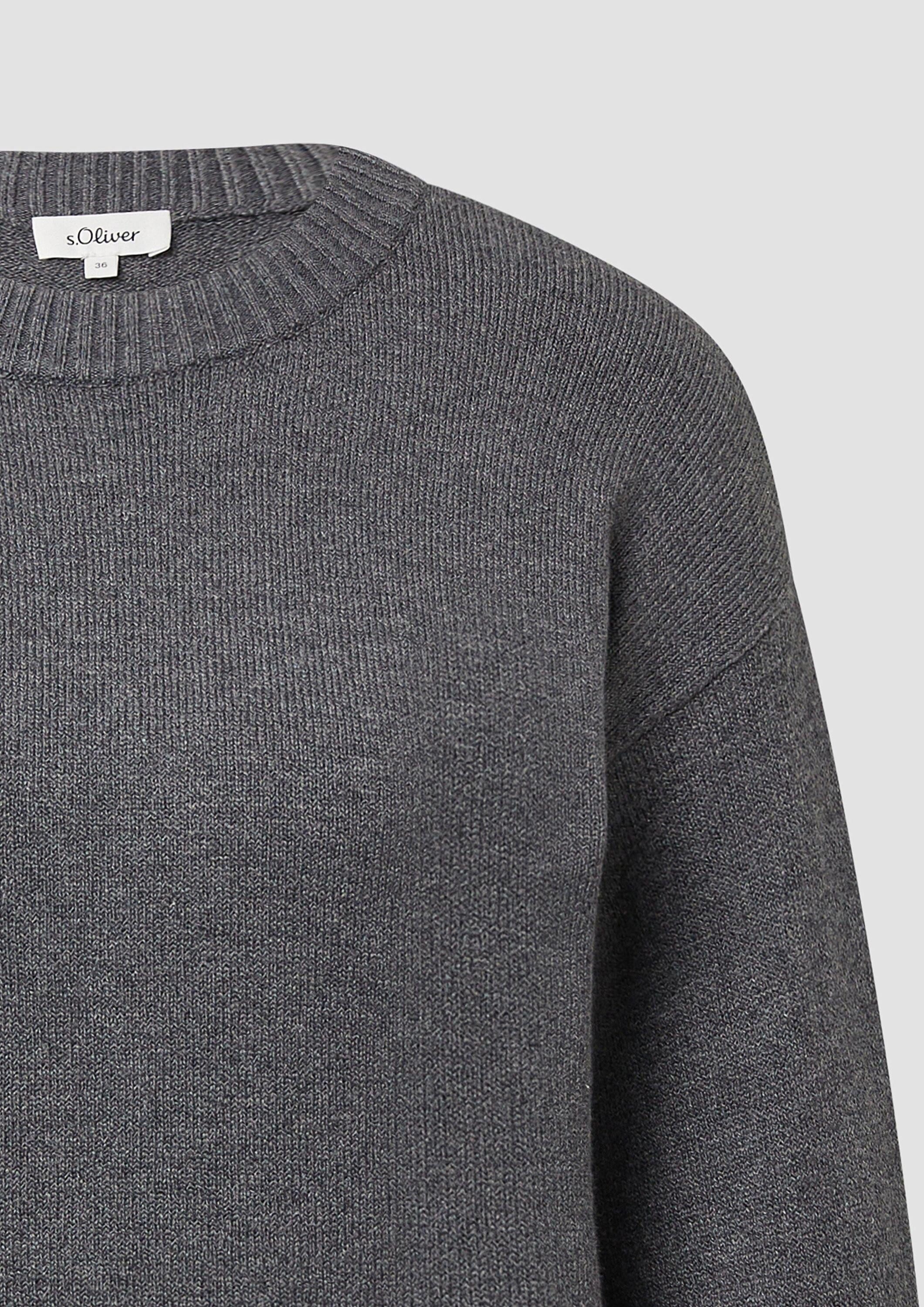s.Oliver Longpullover Strickpullover Weicher Strickpullover mit Ärmelaufschlag