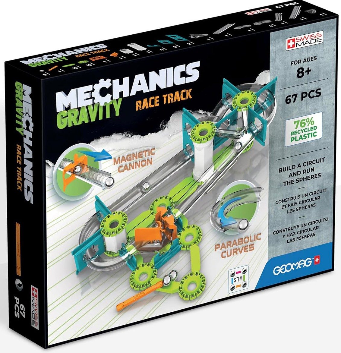 Invento Invento 507090 - Geomag Mechanics Gravity Race Track 67 pcs, Kugelb... Konstruktions-Spielset