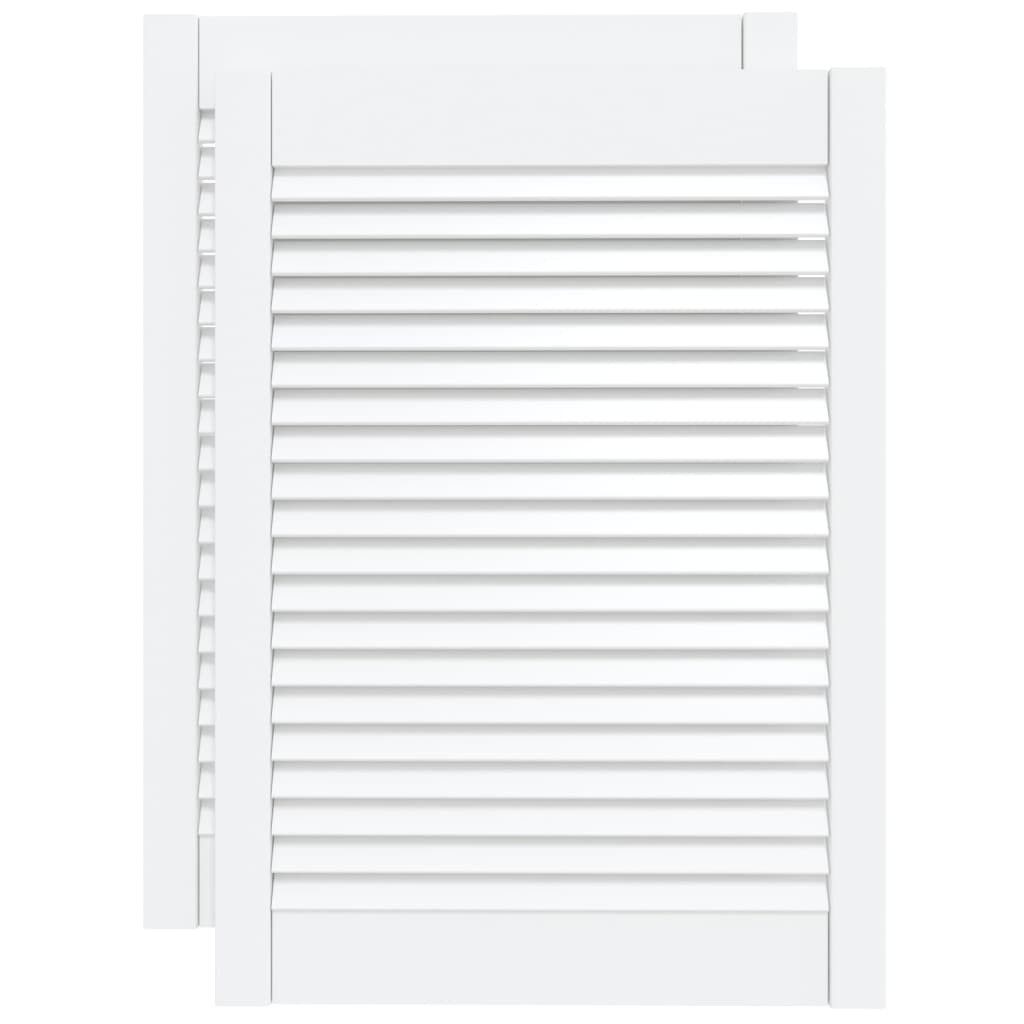 vidaXL Schranktür, Türen Lamellen-Design 2 Stk. Weiß 69x49,4 cm Massivholz
