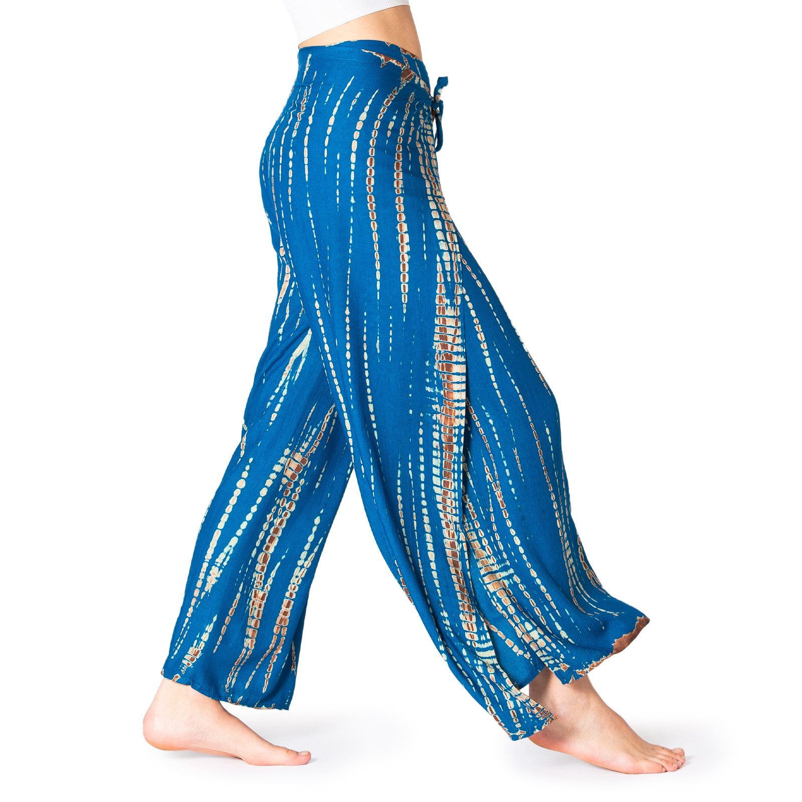 PANASIAM Palazzohose Sunshine Hosenrock im Tie-Dye Design luftige Wickelhose Palazzohose aus natürlicher Viskose Culotte mit weitem Bein für Urlaub Strand Büro