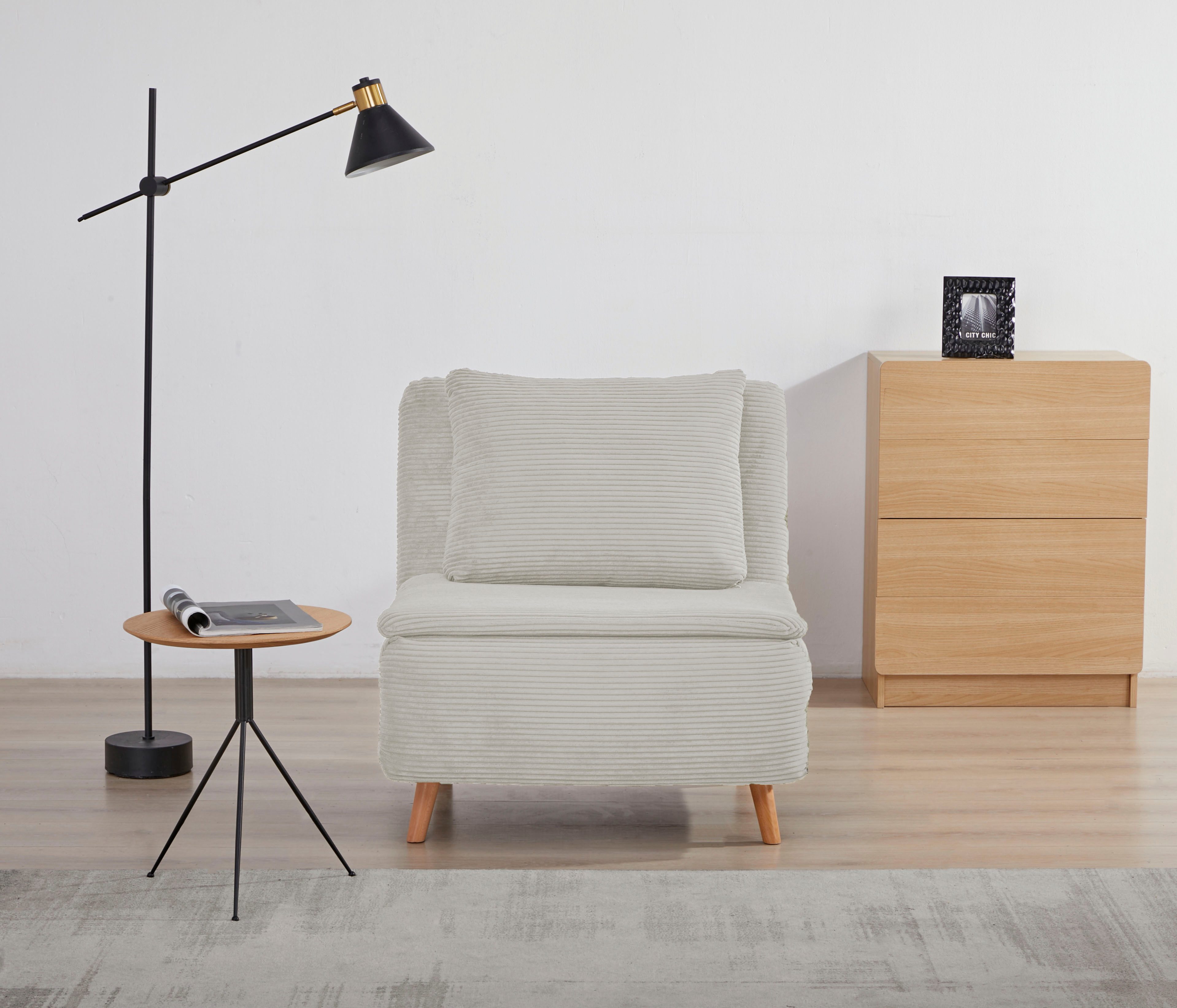 INOSIGN Кресла AINSLEY, wandelbar zum Gästebett, Schlafsofa, Webstoff u. Cord-Bezug