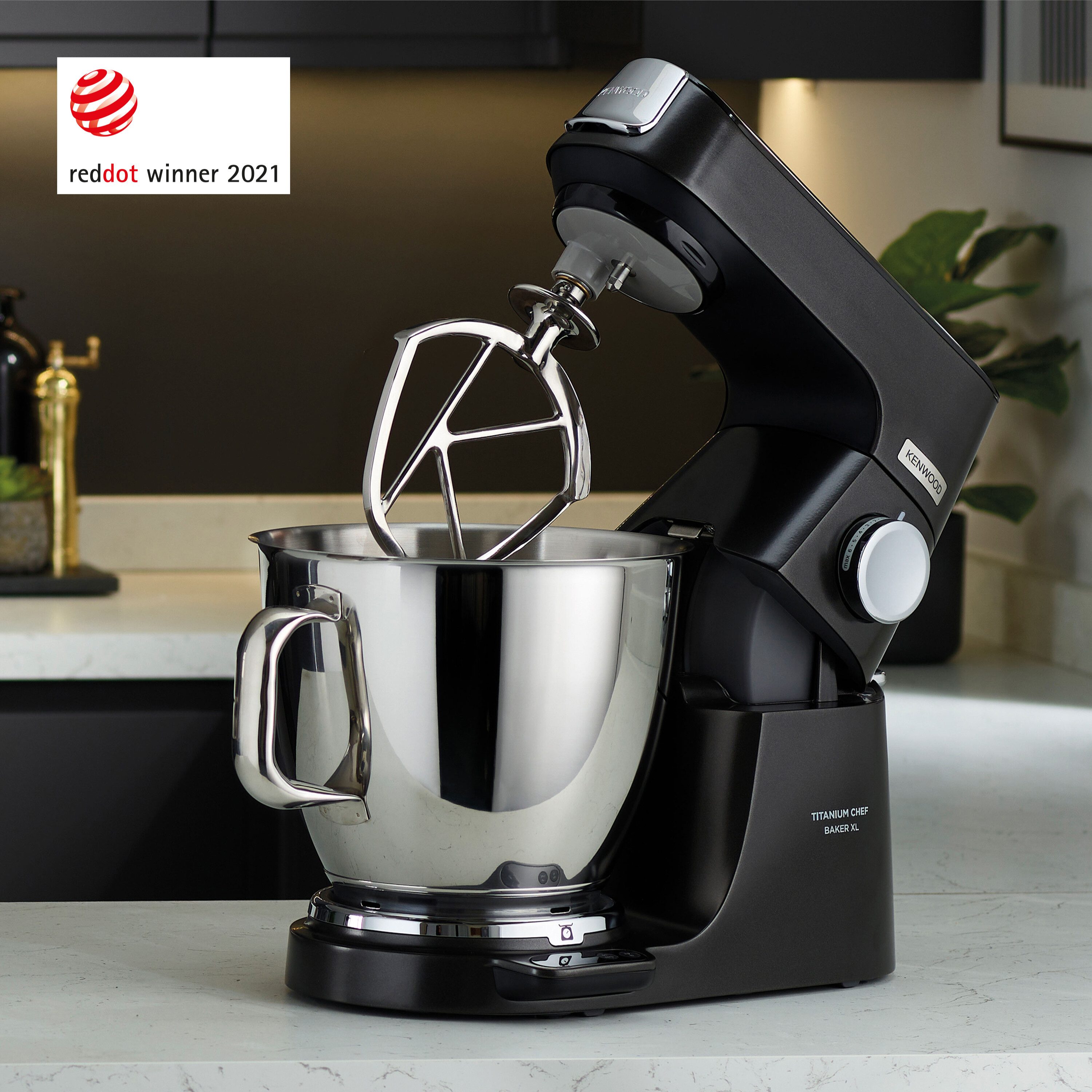 KENWOOD Küchenmaschine Titanium Chef Baker XL KVL85.004BK, EasyWeigh™-Waage, 1200W, schwarz, 1200 W, 7 l Schüssel, 3-teiliges Patisserie-Set, Flexi-Element, 5l  – Bild 4 von 5
