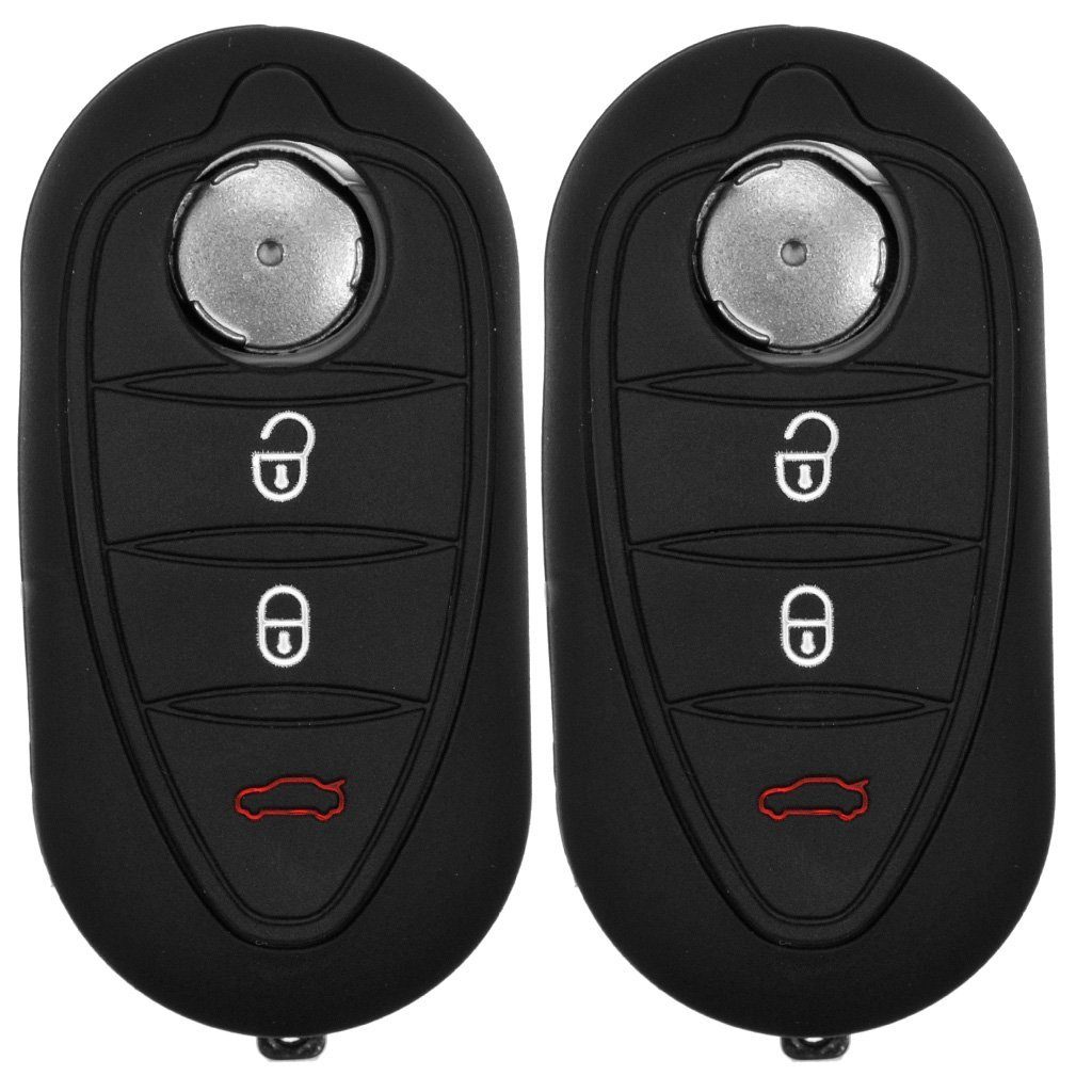 mt-key Schlüsseltasche 2x Autoschlüssel Silikon Schutzhülle im 2er-Set, für ALFA  Romeo Mito Giulietta 940 4C ab 2008 3 Tasten Klappschlüssel