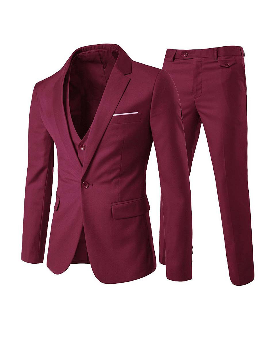 Allthemen Anzug 3-teilig (3 tlg) Edler Slim Fit Herrenanzug für den Business-Bereich