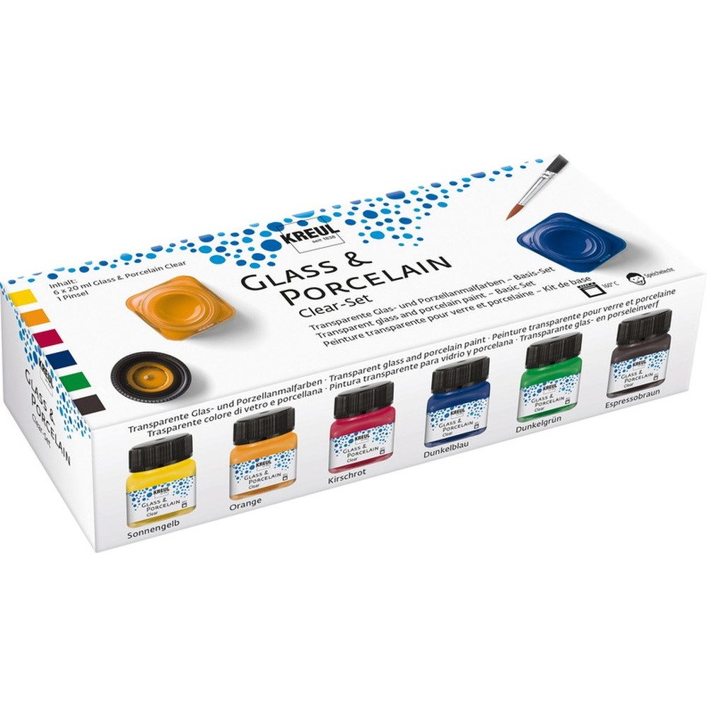 C. KREUL Porzellanfarbe KREUL Glass & Porcelain Farben Set Clear mit Pinsel günstig online kaufen