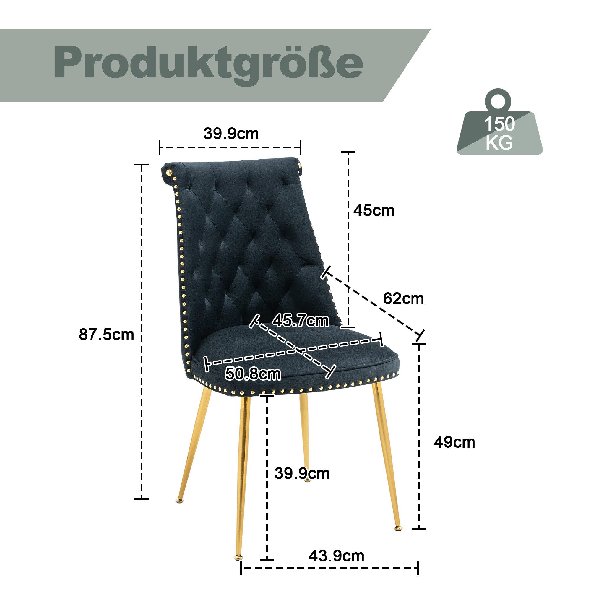 Ulife Esszimmerstuhl Samtstühle mit gepolsterter Rückenlehne günstig online kaufen