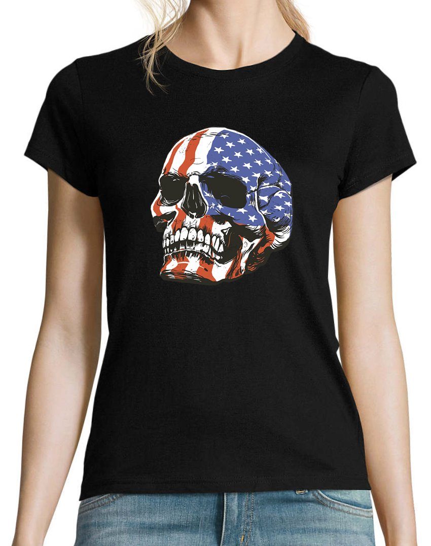 Youth Designz T-Shirt USA Totenkopf Schädel Damen Shirt mit trendigem Front günstig online kaufen