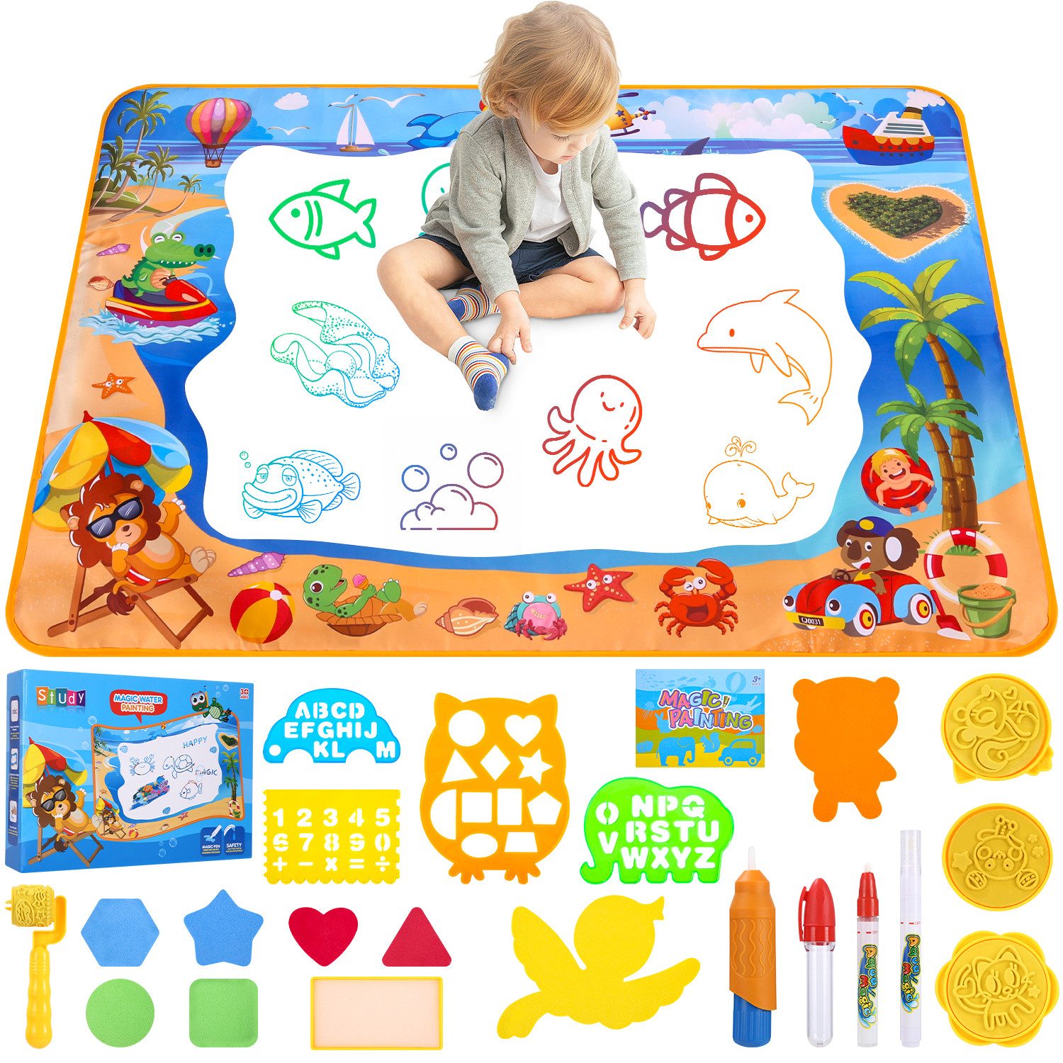 LEAZZLE Kreativset Wasser Doodle Matte 100x70cm,Kinderspielzeug günstig online kaufen